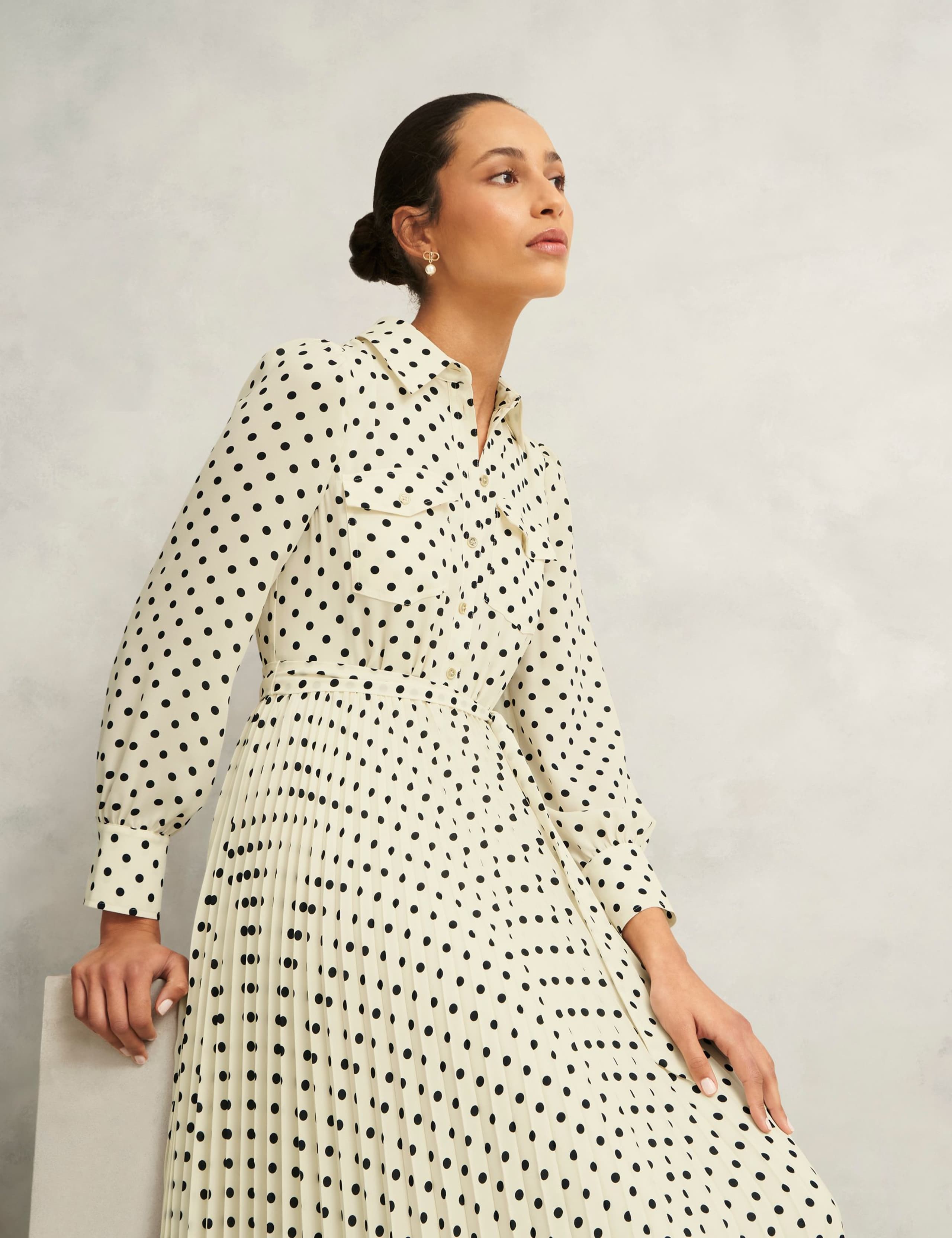 Polka Dot Collared Midi Shirt Dress 6 of 9