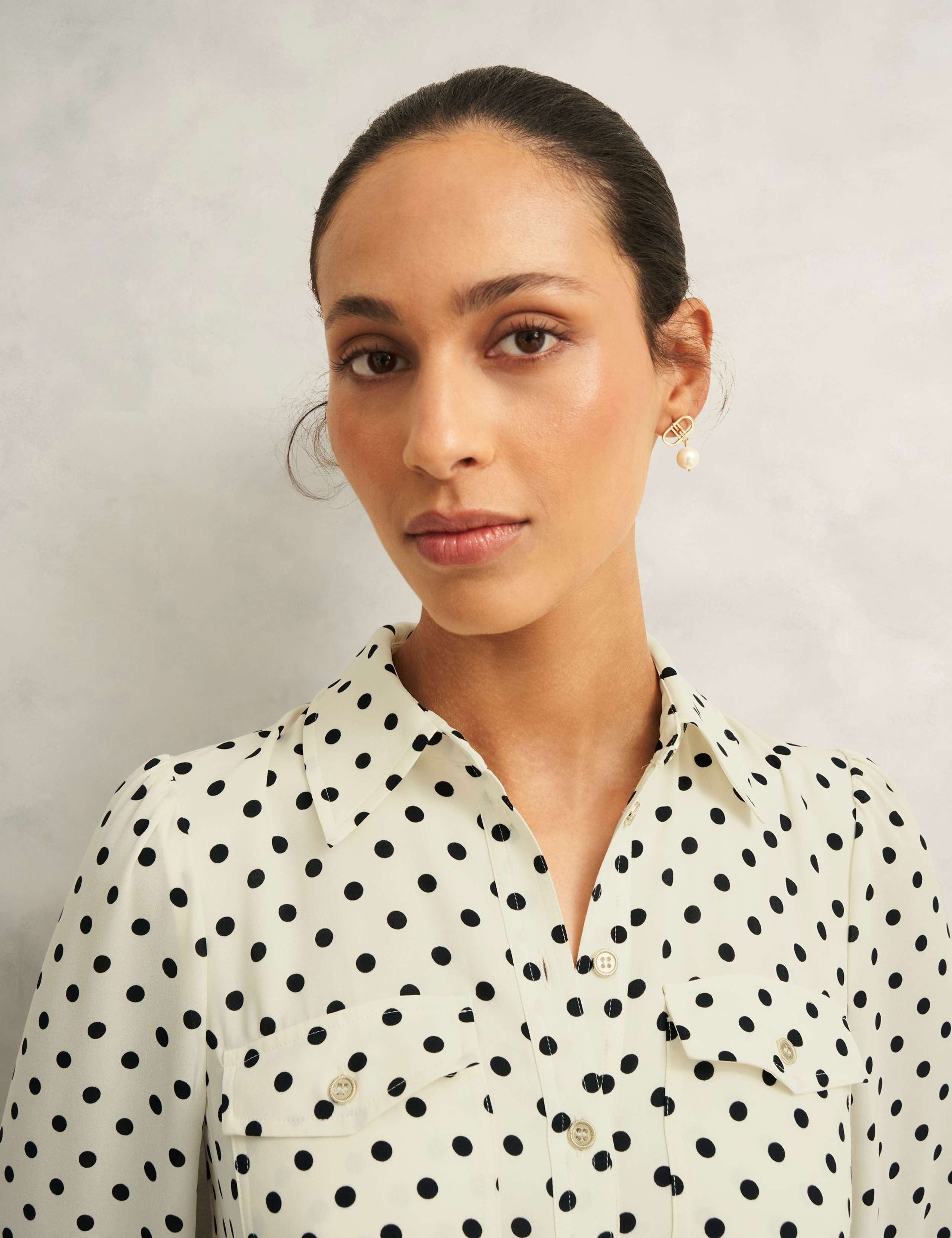 Polka Dot Collared Midi Shirt Dress 7 of 9