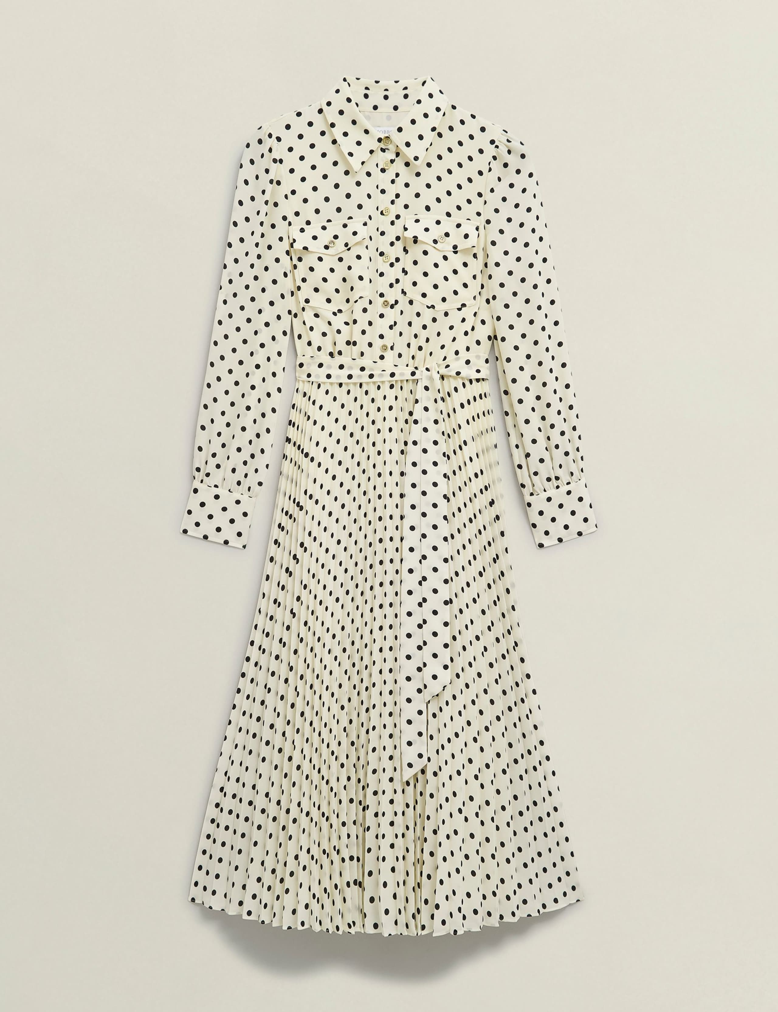 Polka Dot Collared Midi Shirt Dress 2 of 9
