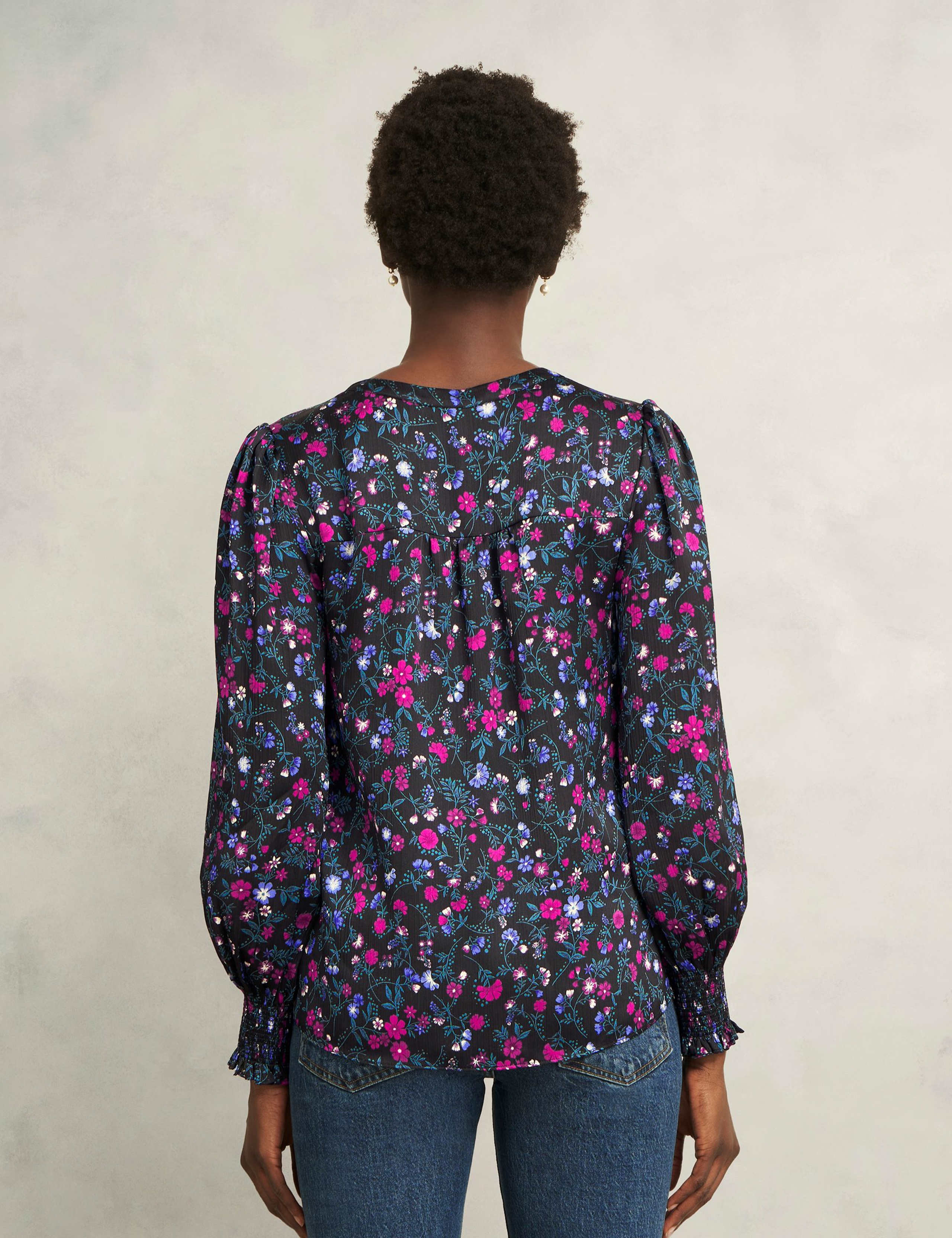 Floral V-Neck Blouson Sleeve Blouse 4 of 5