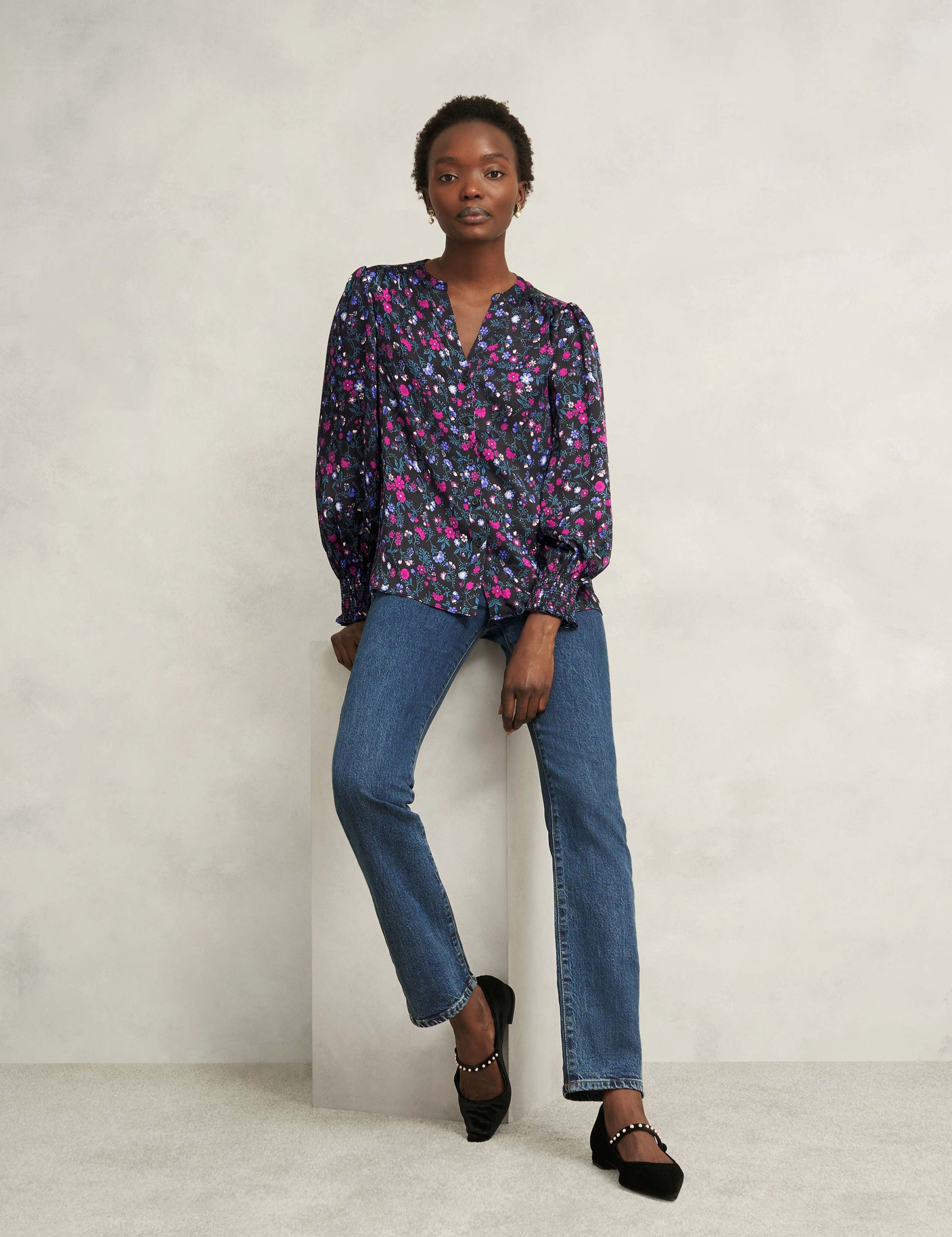 Floral V-Neck Blouson Sleeve Blouse 5 of 5