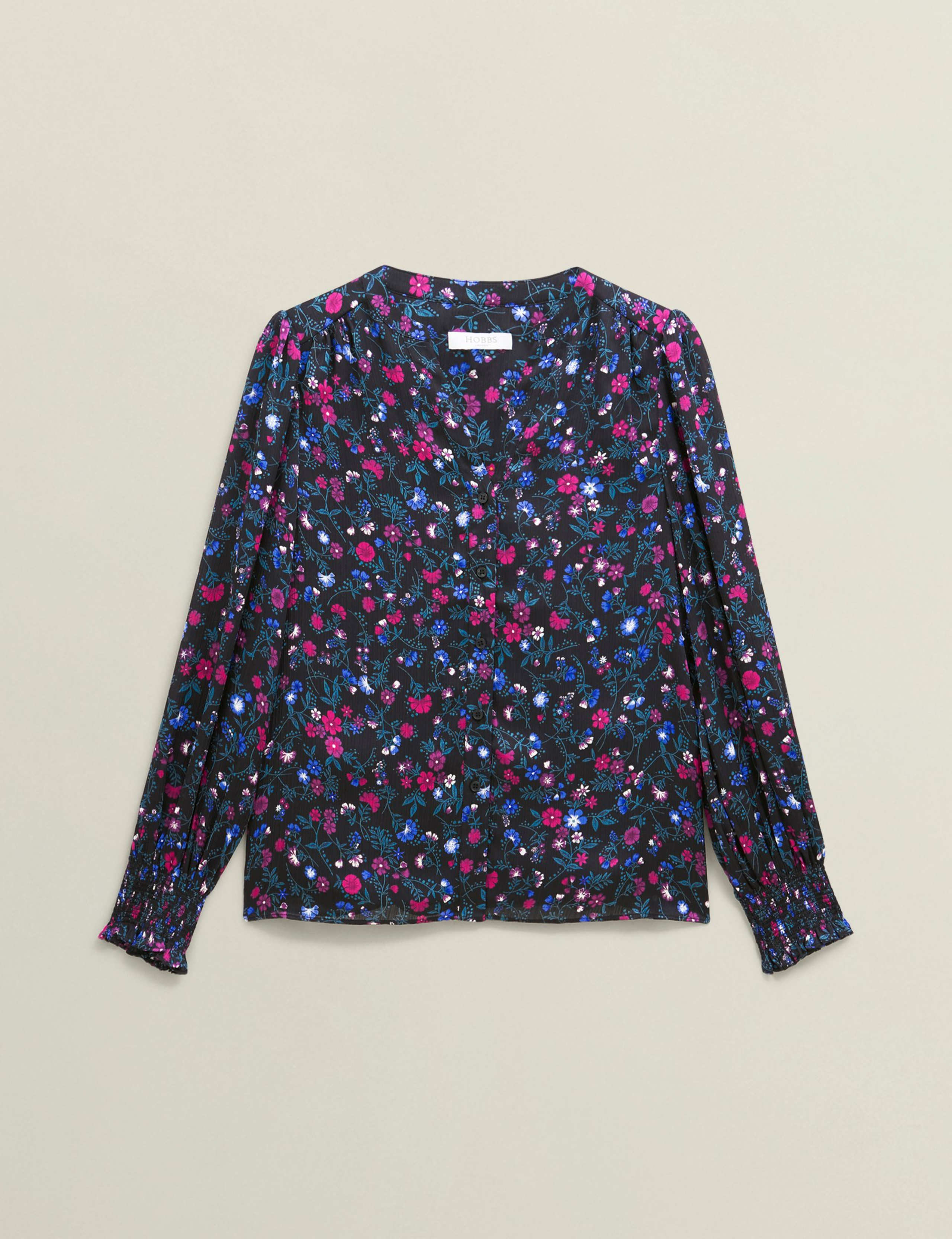 Floral V-Neck Blouson Sleeve Blouse 2 of 5
