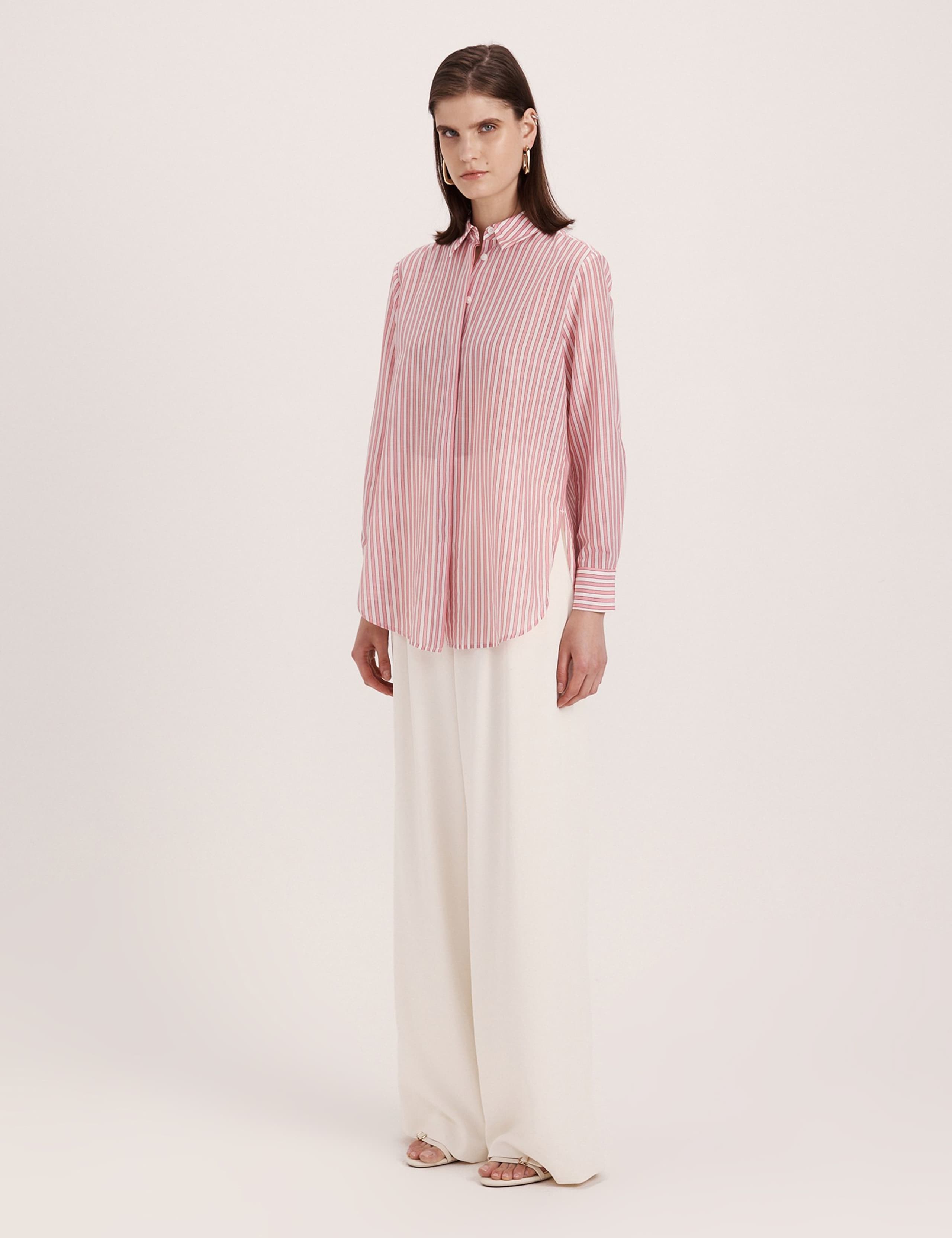 Silk Rich Striped Collared Shirt 2 of 8