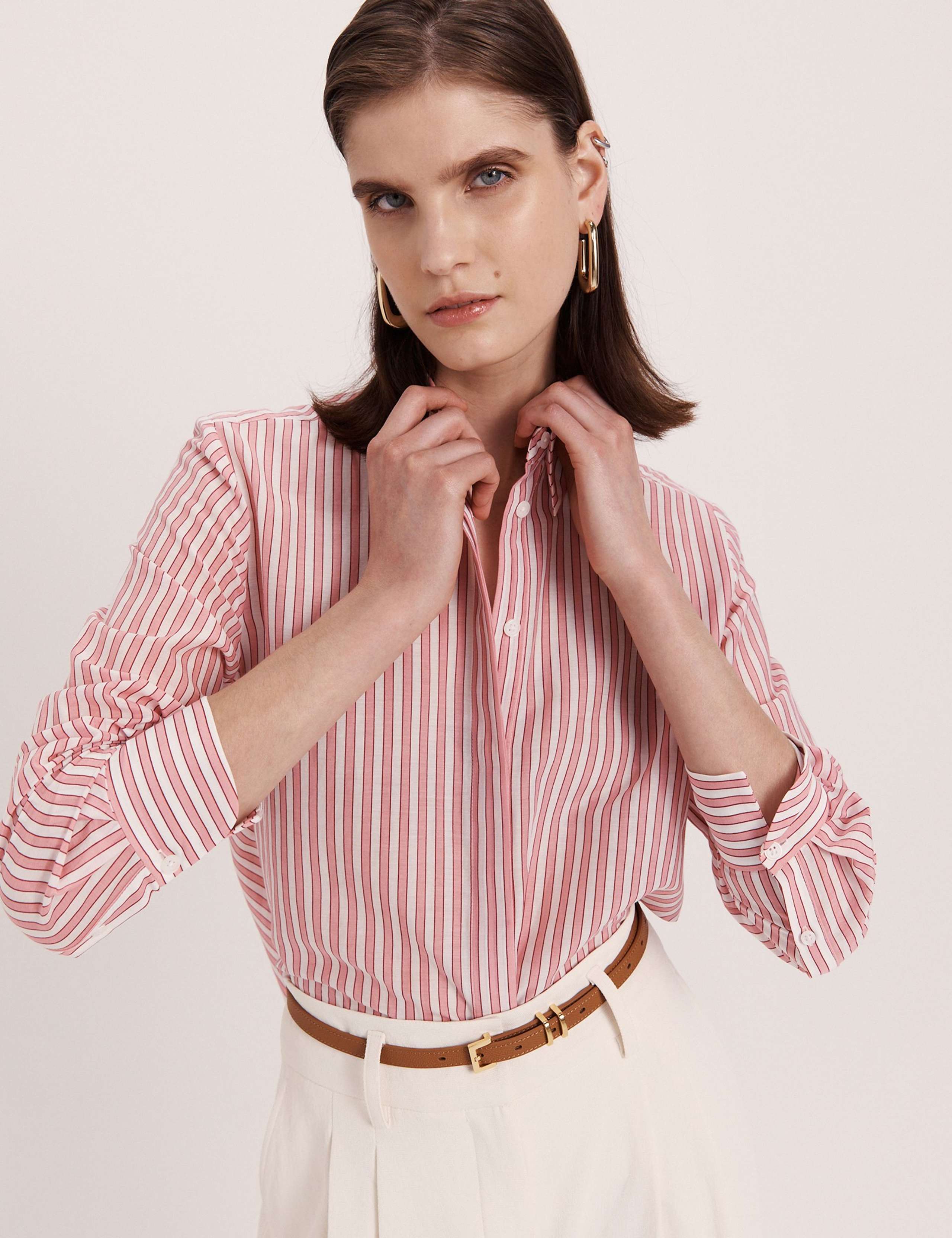 Silk Rich Striped Collared Shirt 3 of 8