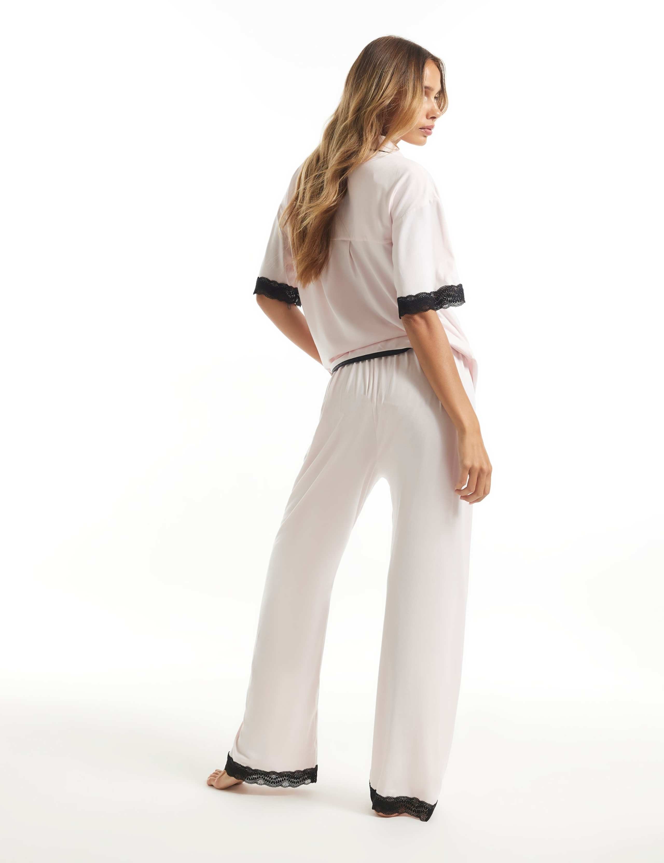 Jersey Lace Trim Revere Pyjama Set 3 of 6