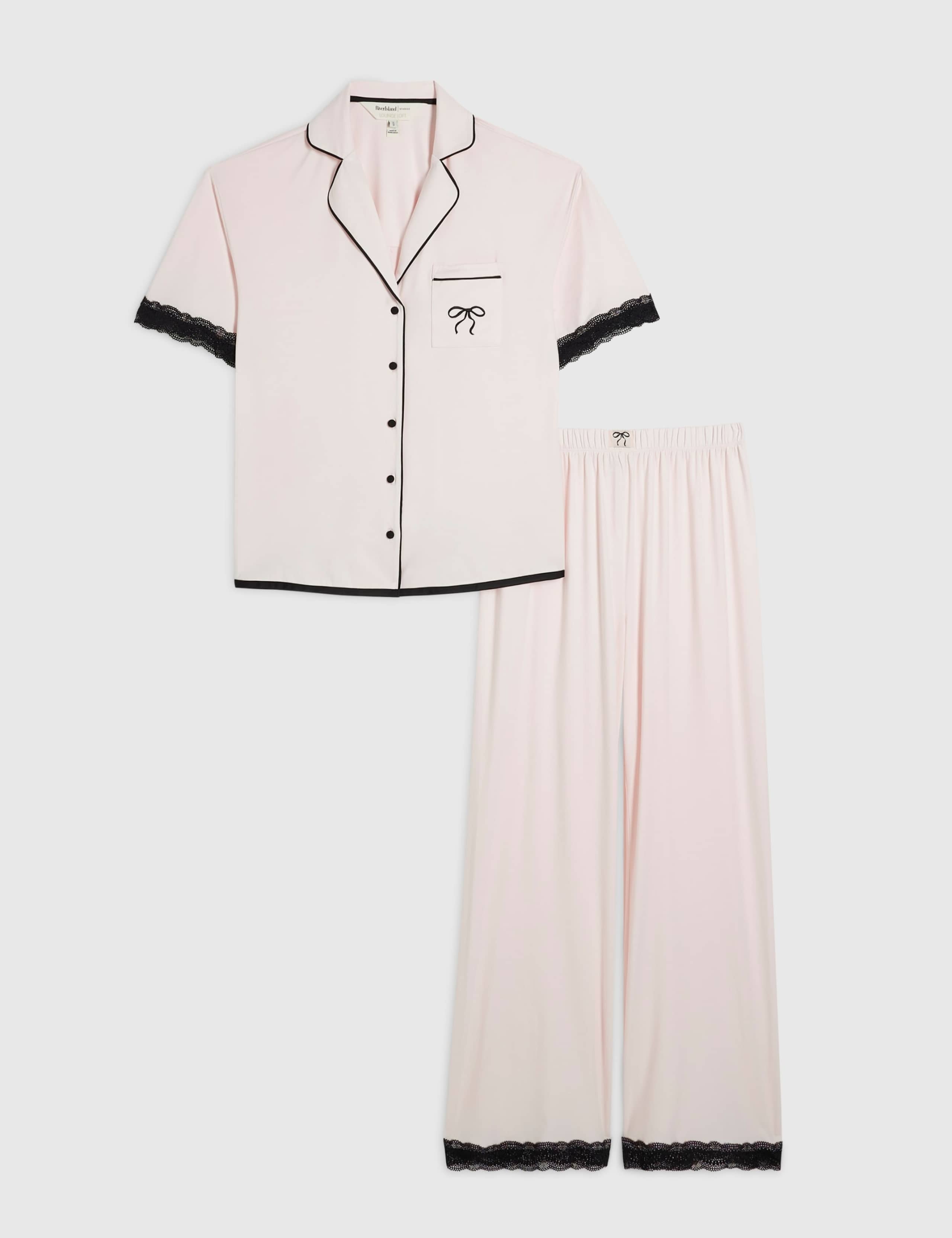 Jersey Lace Trim Revere Pyjama Set 5 of 6