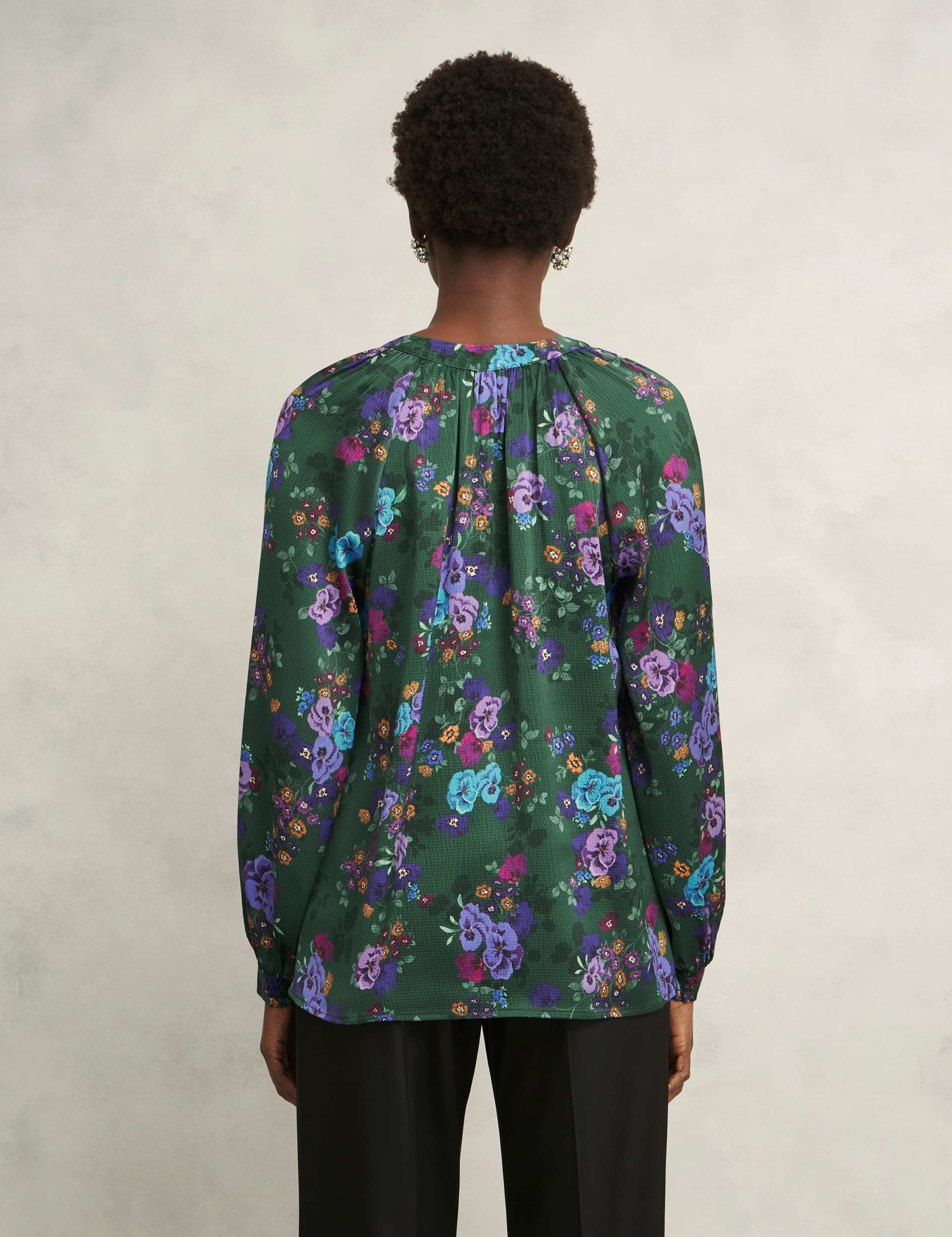 Satin Floral V-Neck Blouse 4 of 6