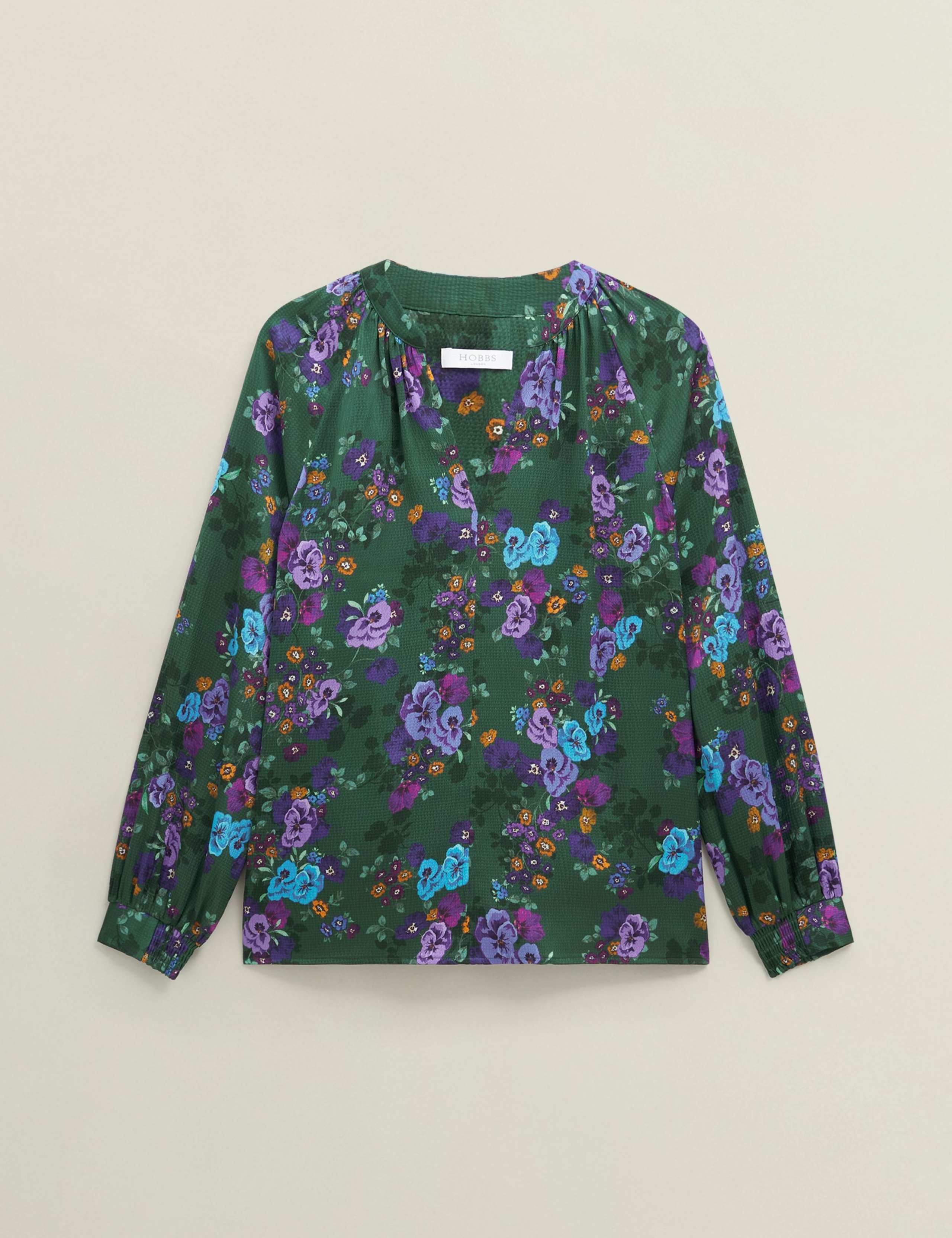 Satin Floral V-Neck Blouse 2 of 6
