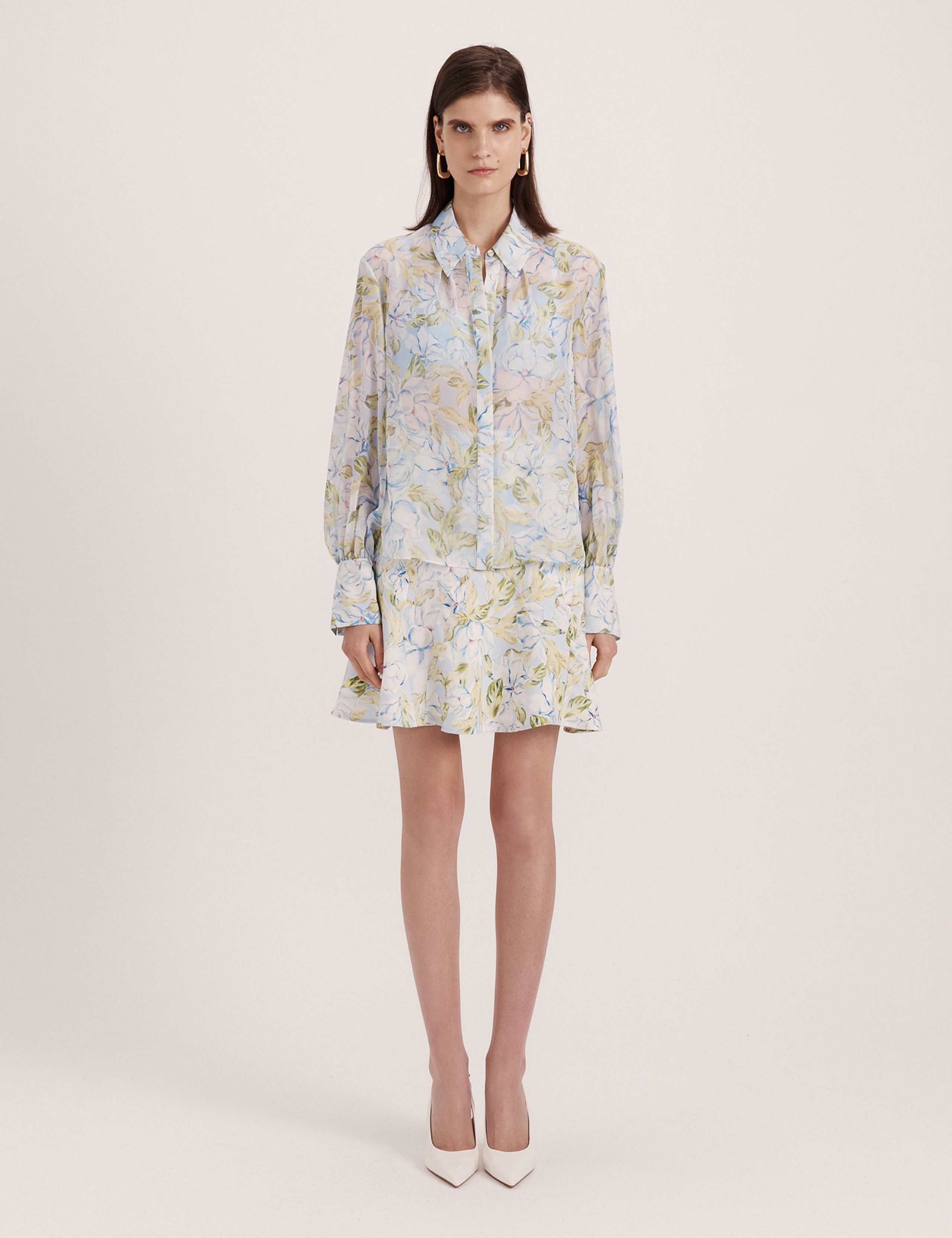 Pure Silk Floral Collared Shirt 2 of 8