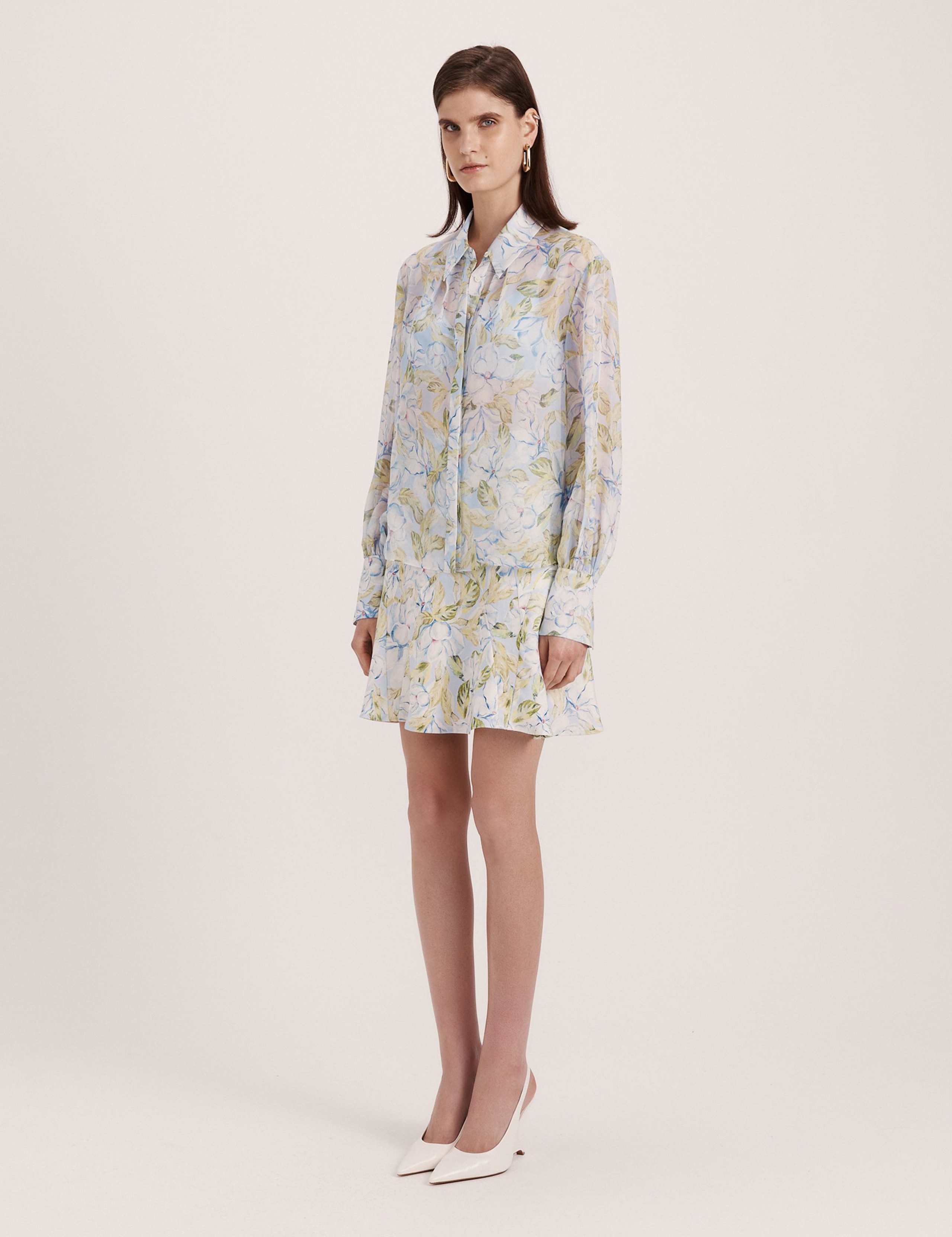 Pure Silk Floral Collared Shirt 3 of 8