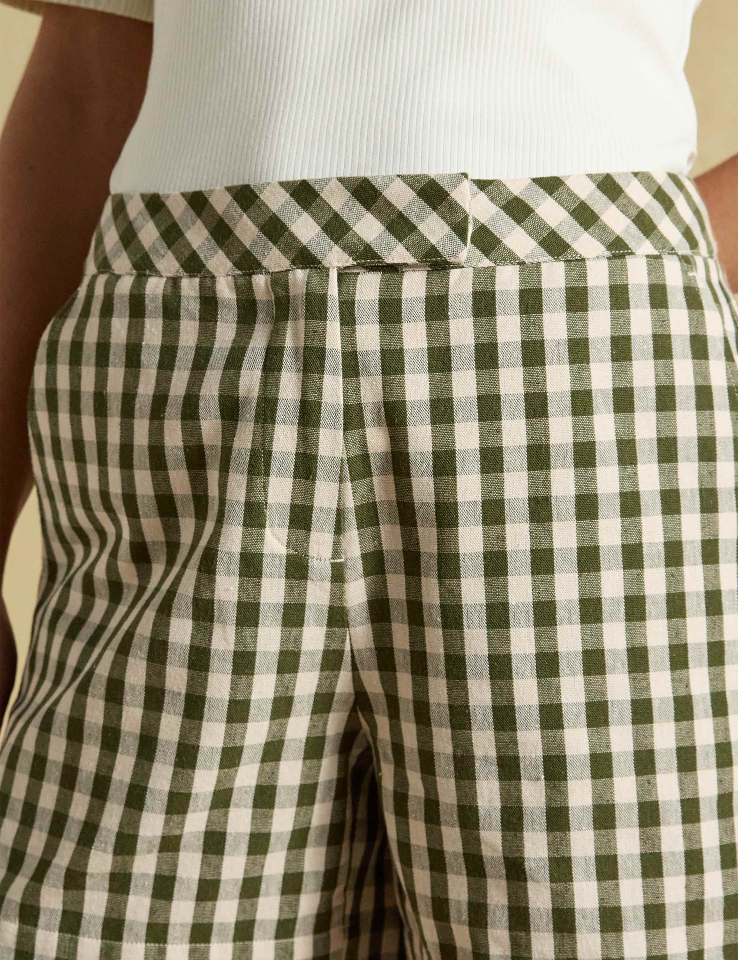 Cotton Rich Gingham Shorts with Linen 6 of 7