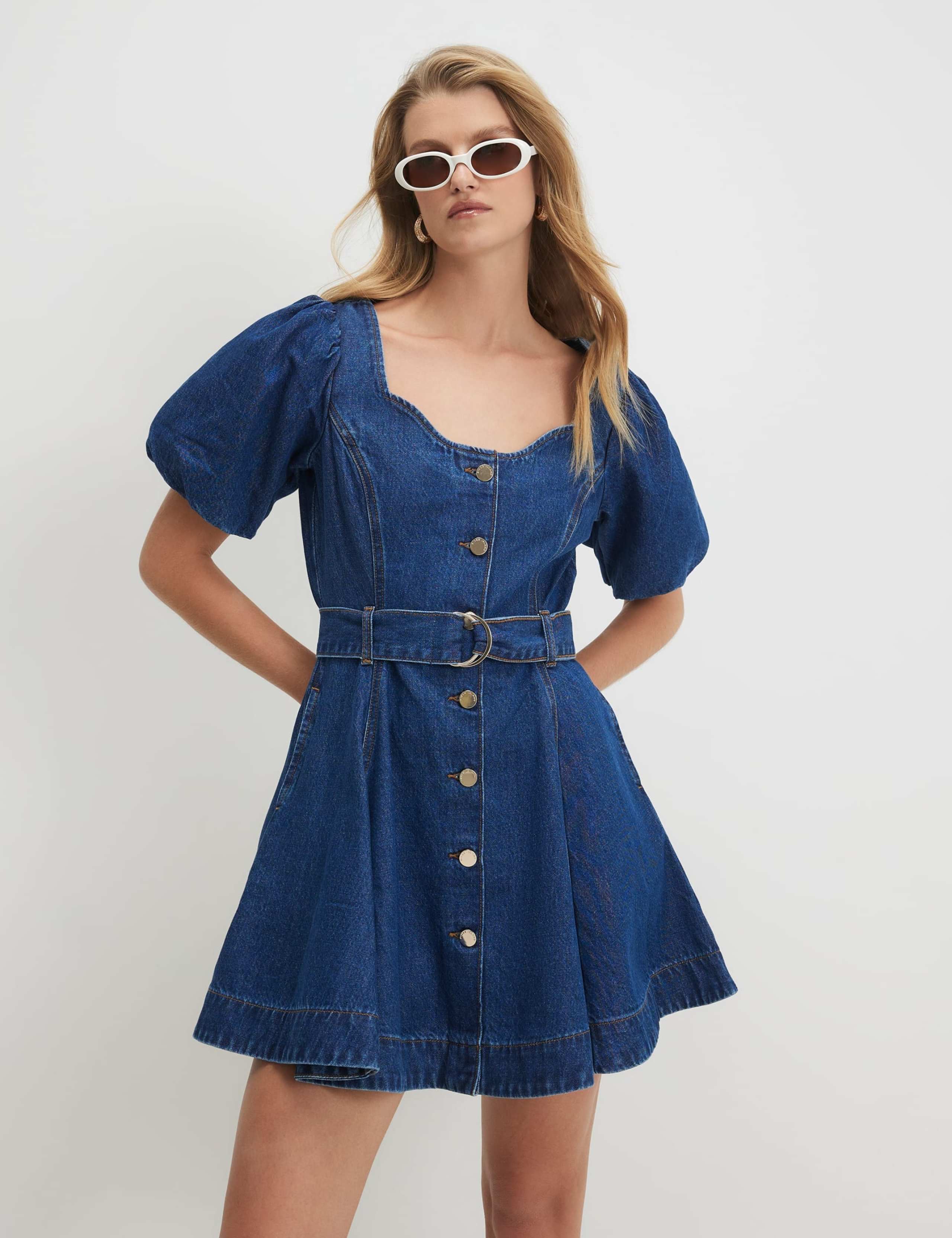 Pure Cotton Square Neck Mini Skater Dress 2 of 4
