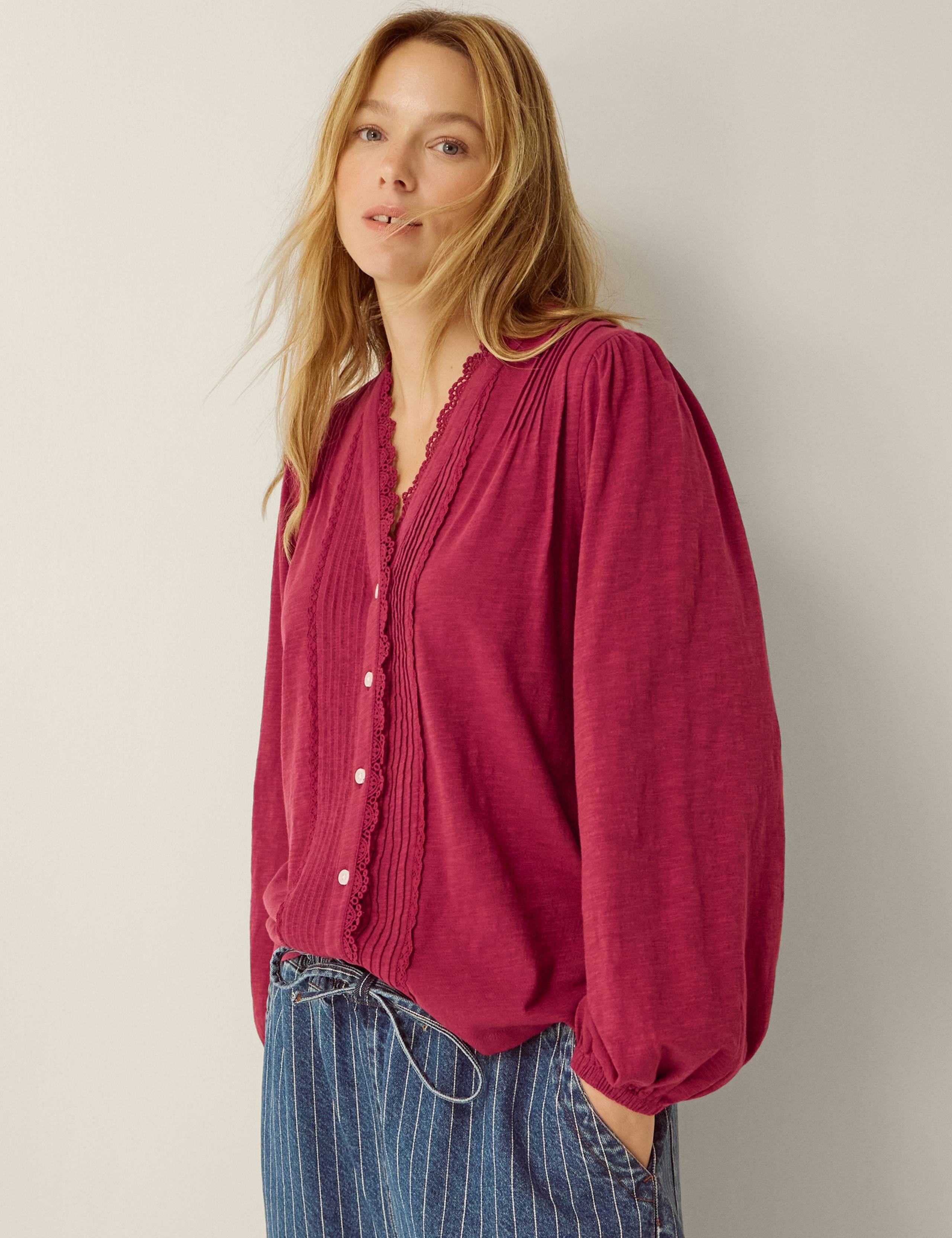 Pure Cotton Jersey Blouse 1 of 5
