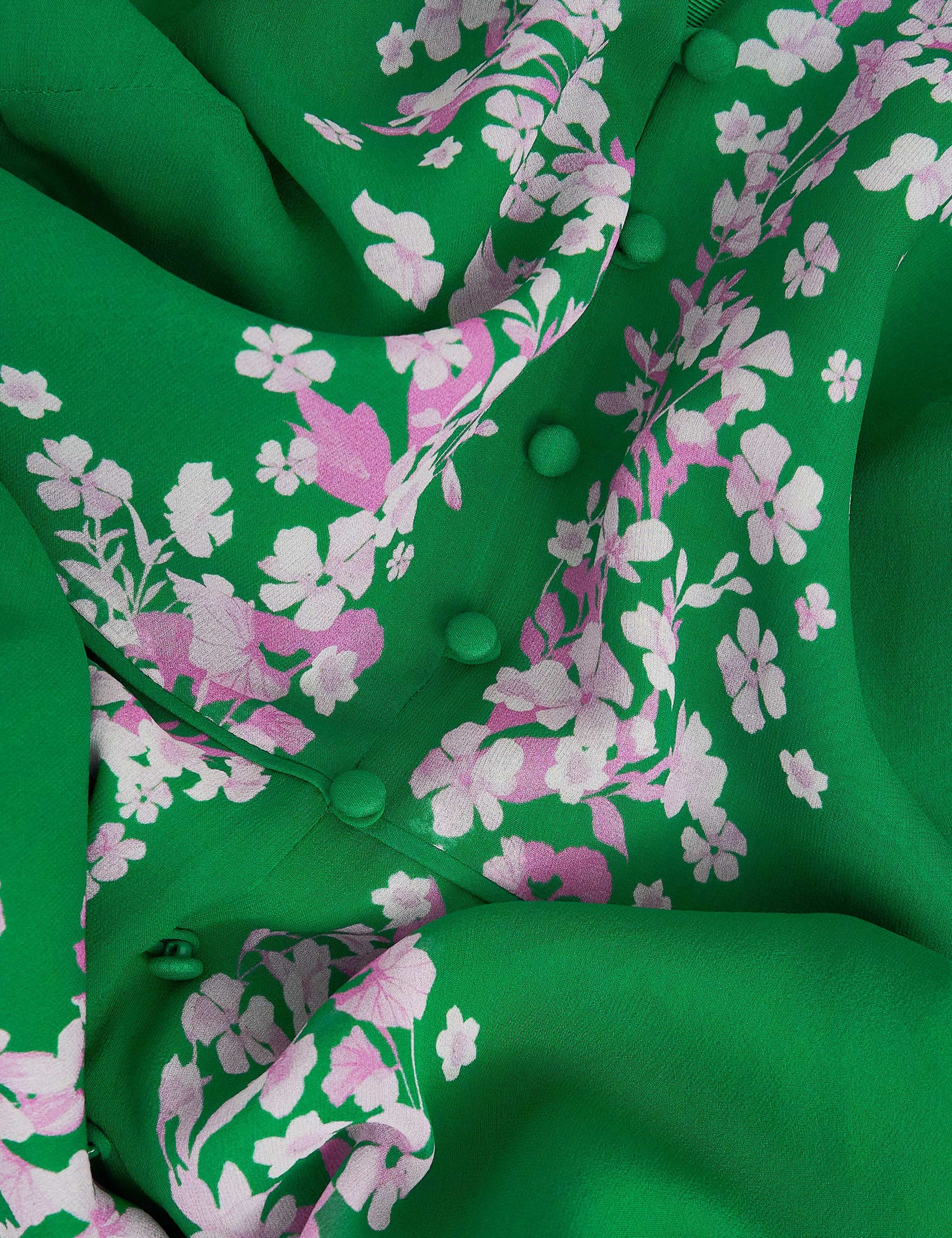 Pure Silk Floral V-Neck Midi Skater Dress 10 of 10