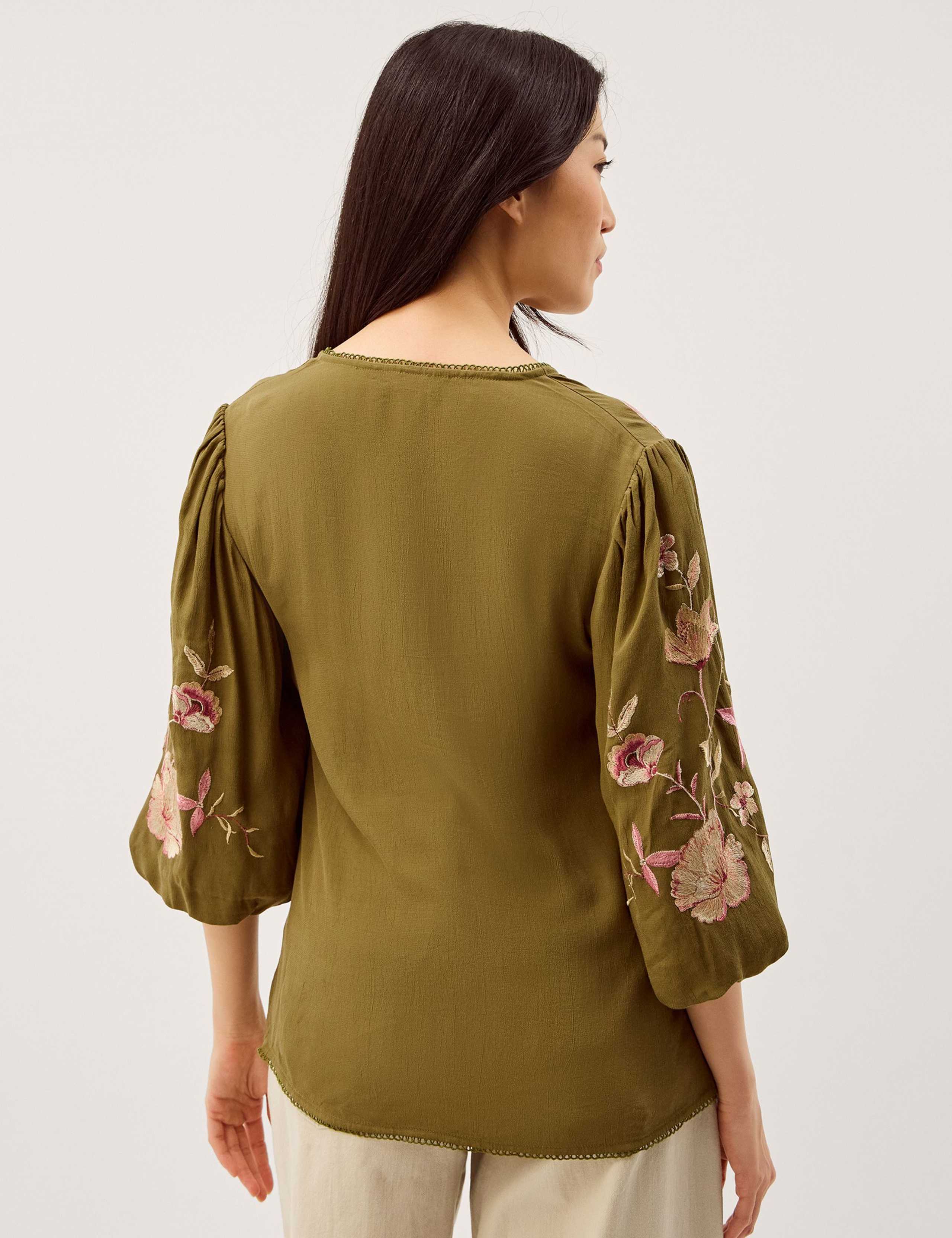 Floral Embroidered Blouson Sleeve Top 5 of 5