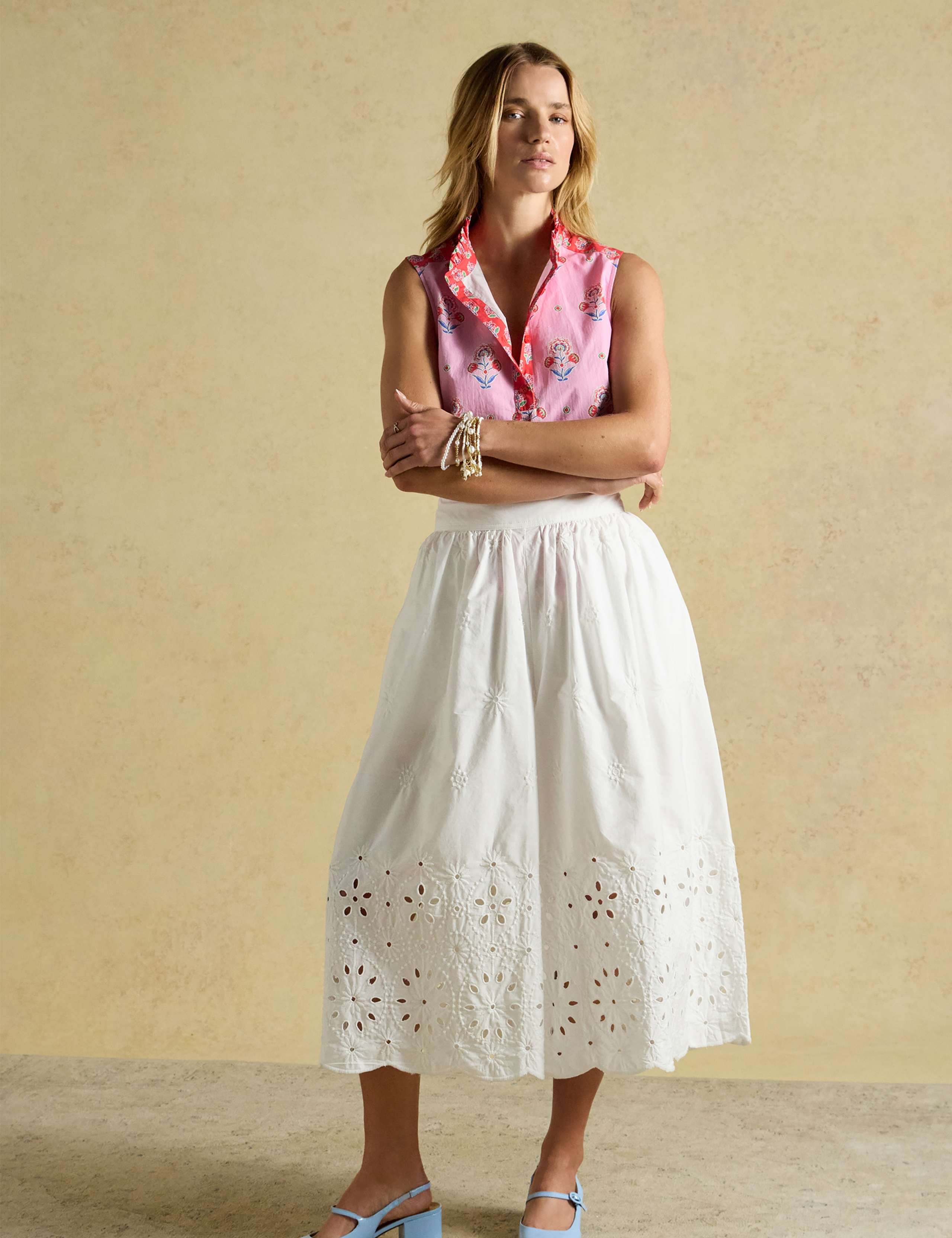 Pure Cotton Floral Frill Neck Blouse 8 of 8