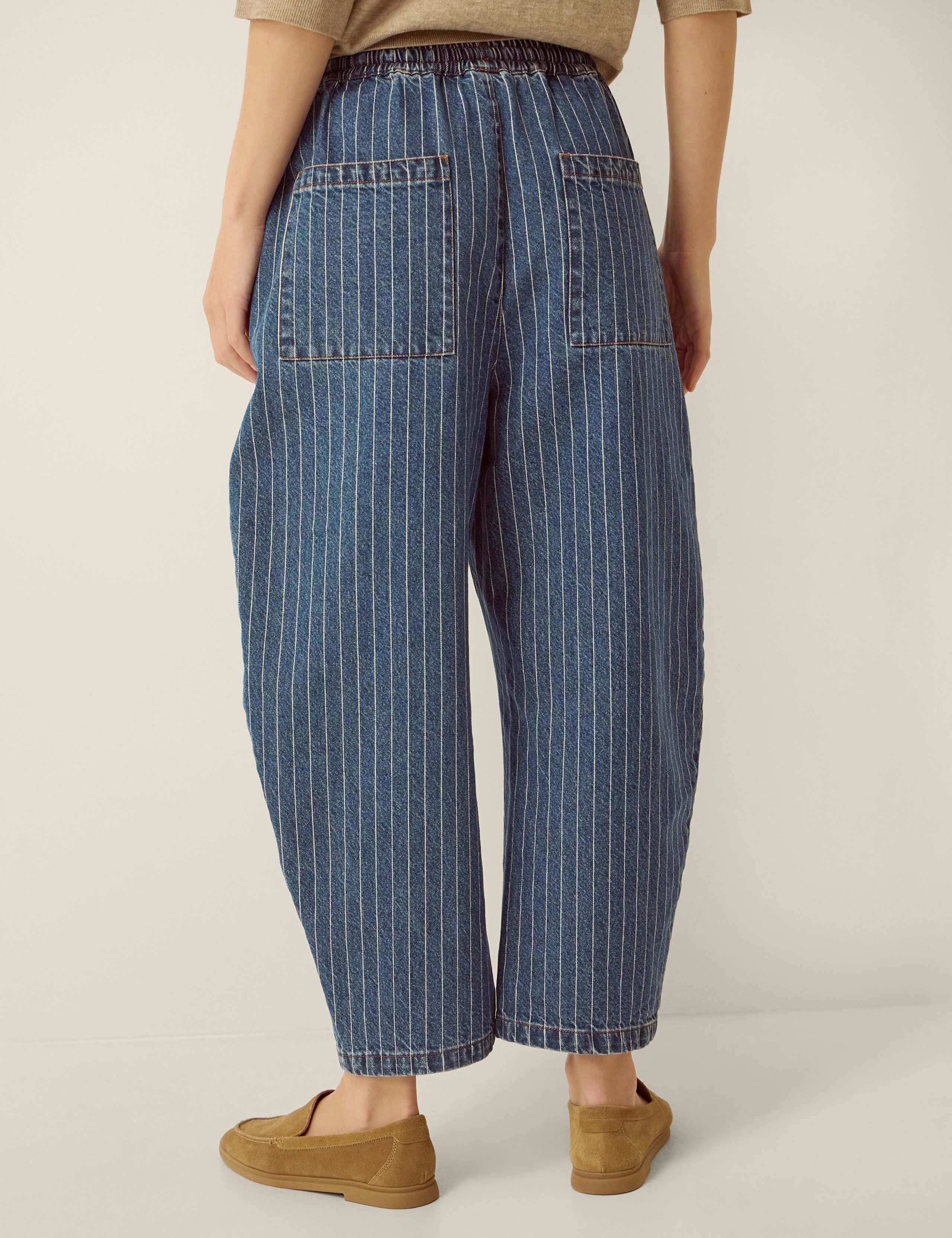 Stripe Drawstring Barrel Jeans 2 of 5