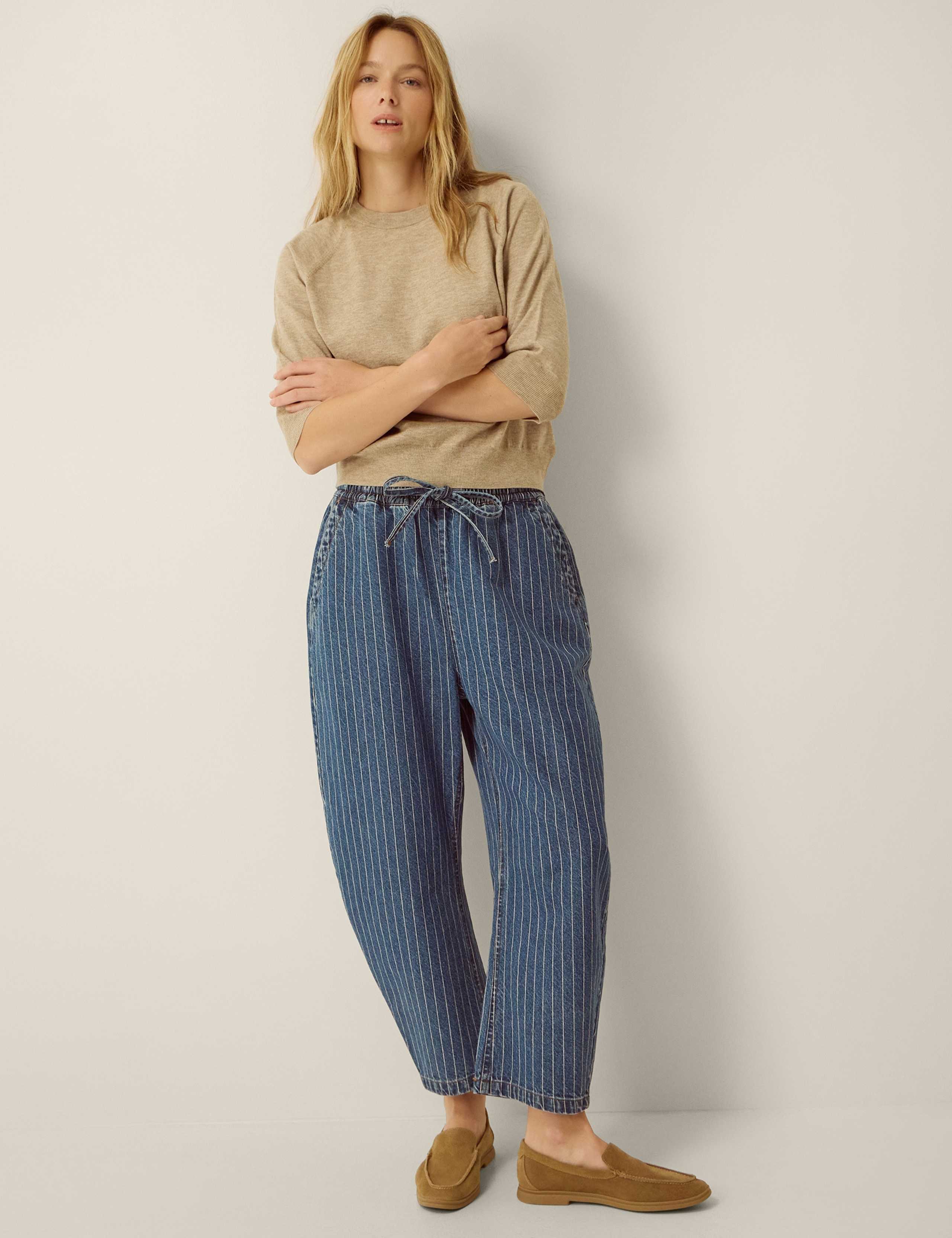 Stripe Drawstring Barrel Jeans 3 of 5