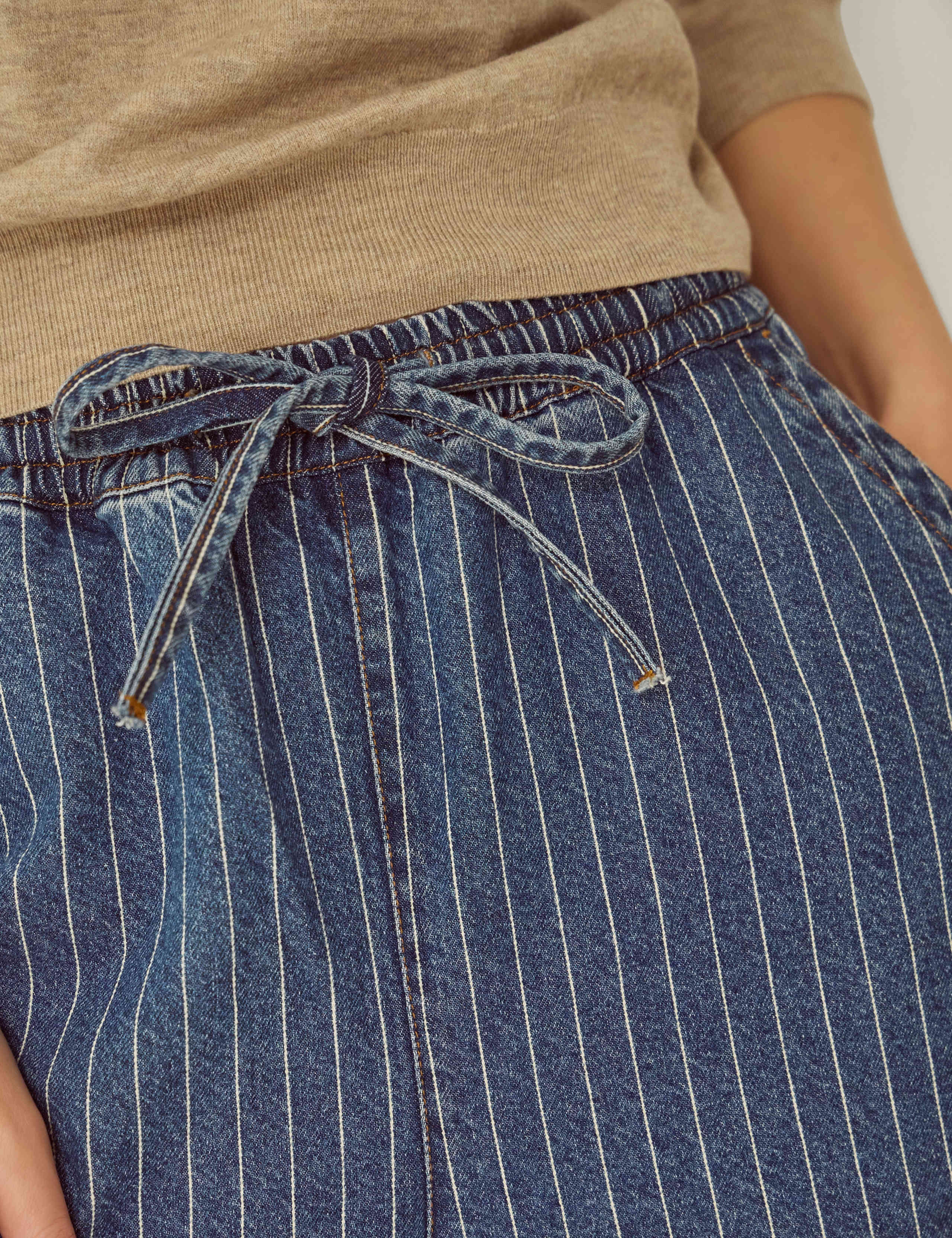 Stripe Drawstring Barrel Jeans 5 of 5