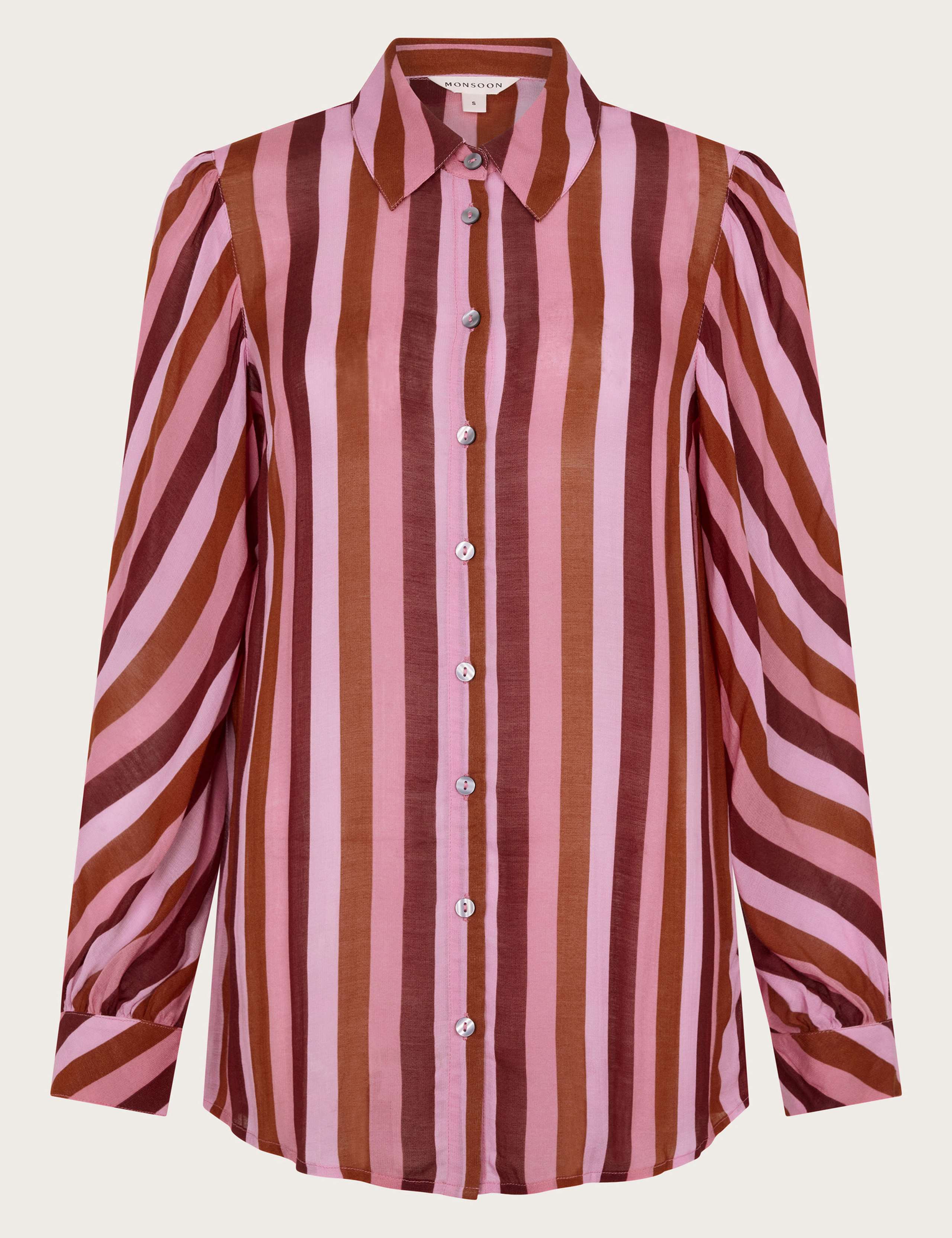 Modal Blend Striped Button Through Shirt 4 of 5