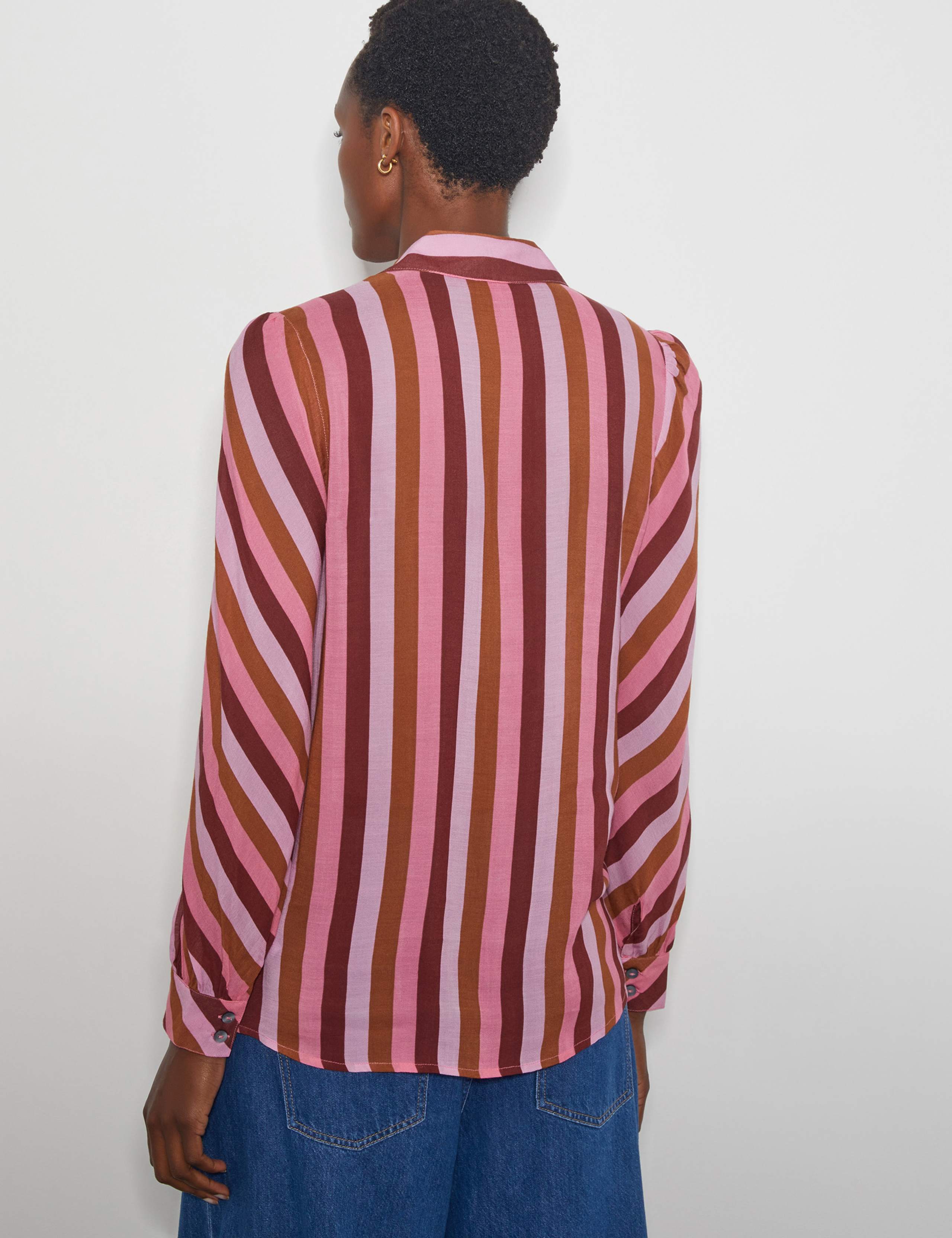 Modal Blend Striped Button Through Shirt 5 of 5