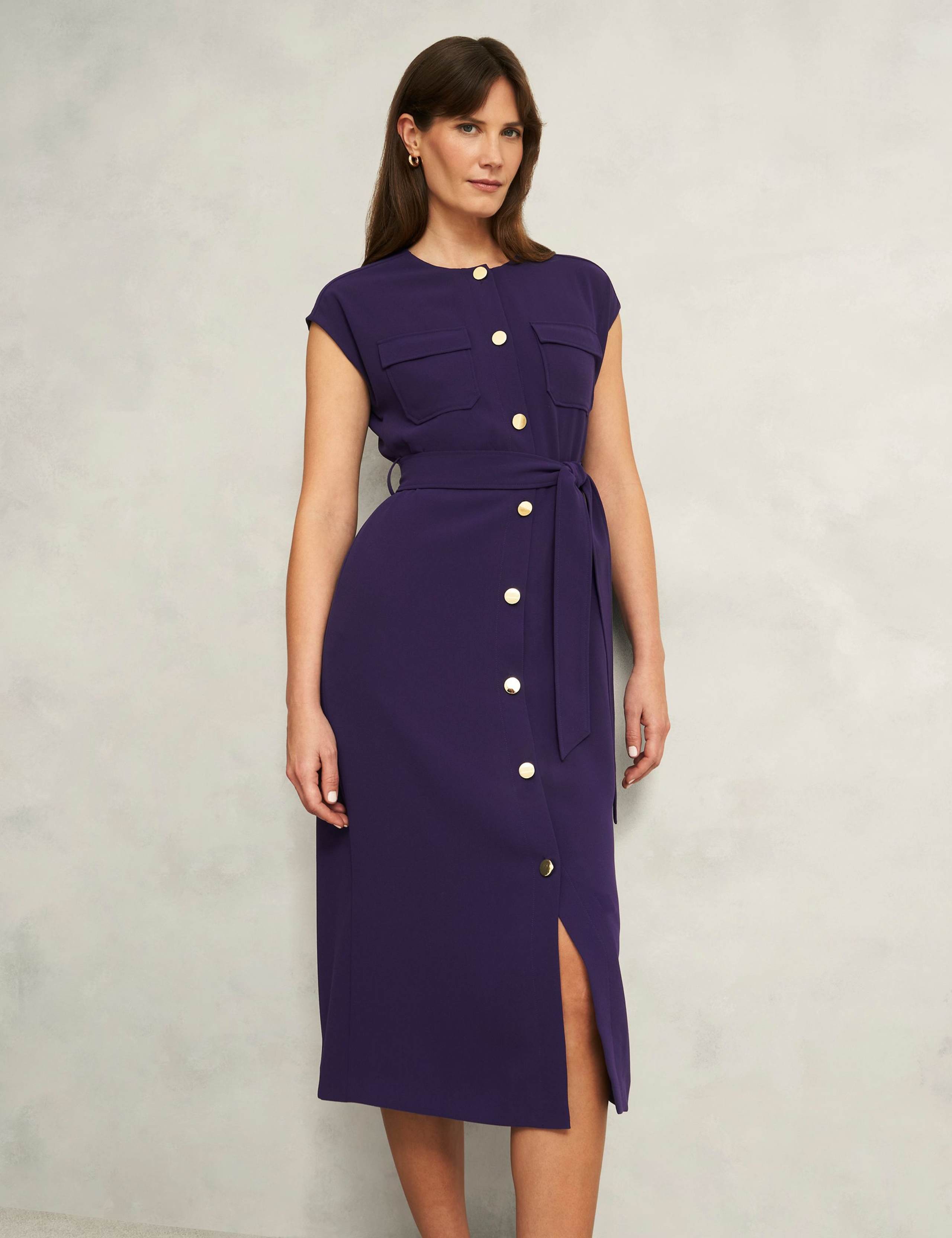 Belted Button Through Midi Waisted Dress 3 of 6