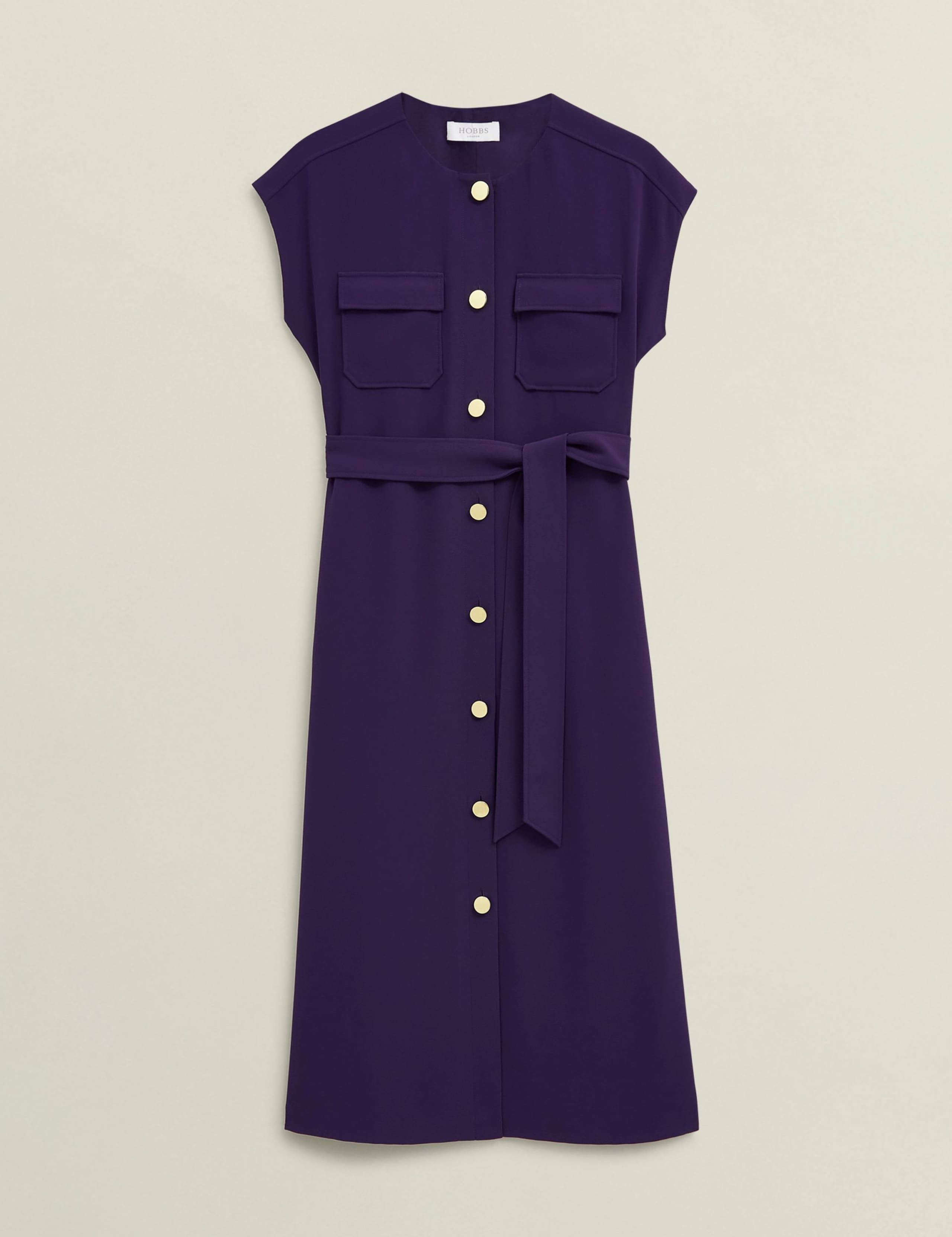 Belted Button Through Midi Waisted Dress 2 of 6