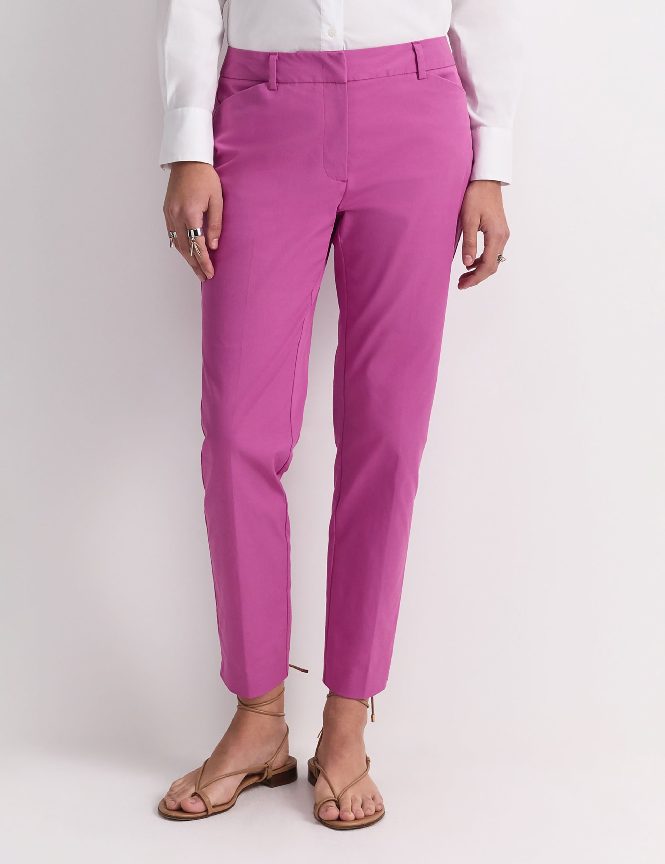 Cotton Rich Slim Fit Cropped Trousers 1 of 5
