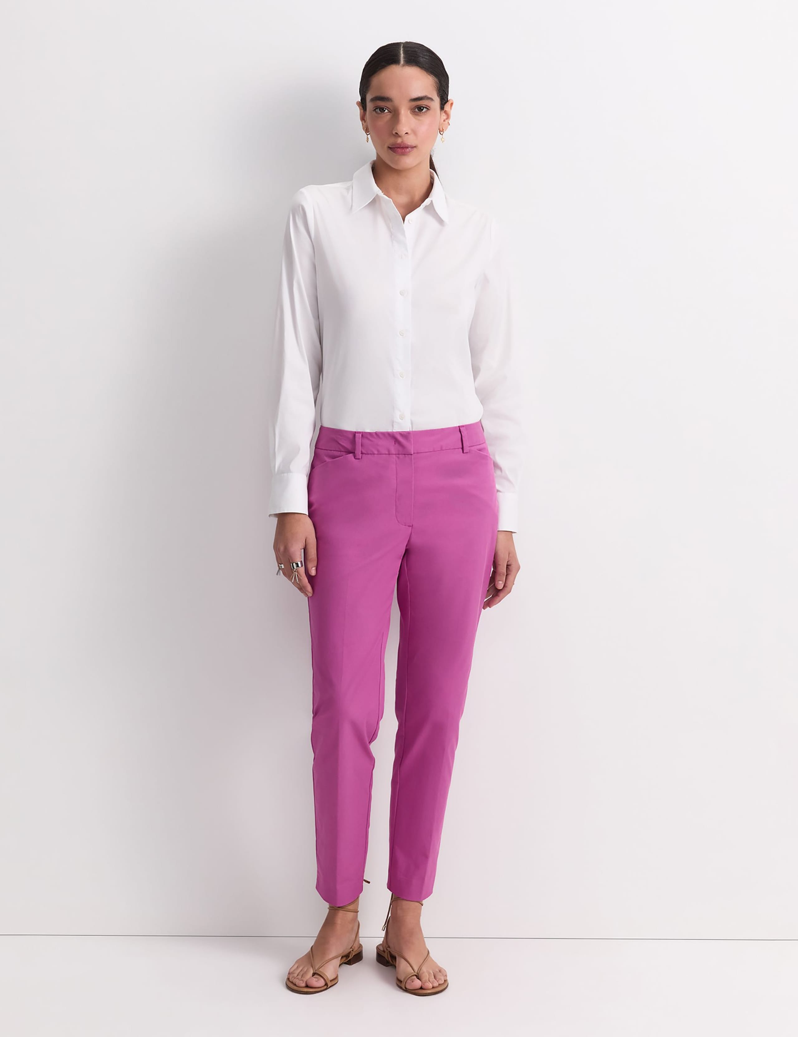 Cotton Rich Slim Fit Cropped Trousers 2 of 5