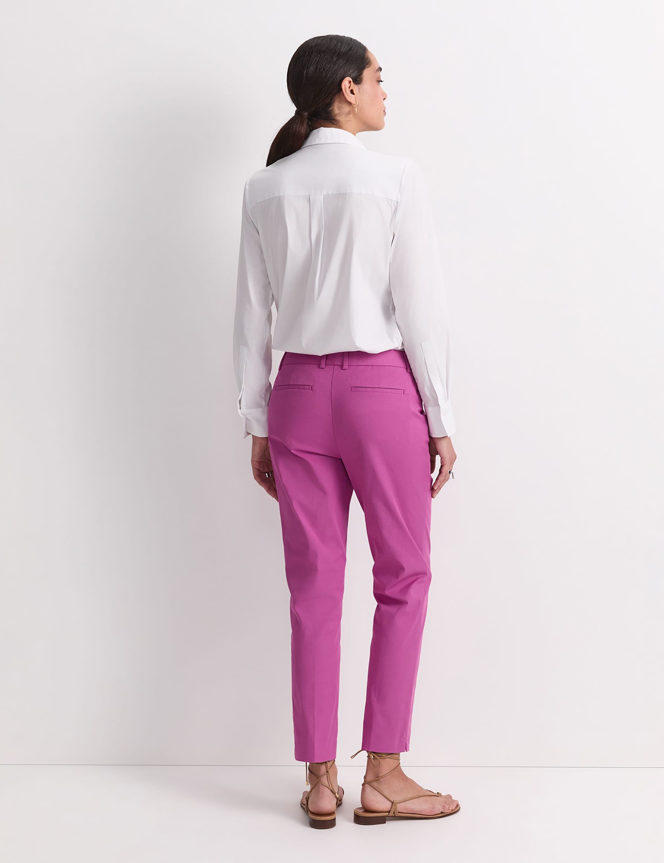 Cotton Rich Slim Fit Cropped Trousers 3 of 5