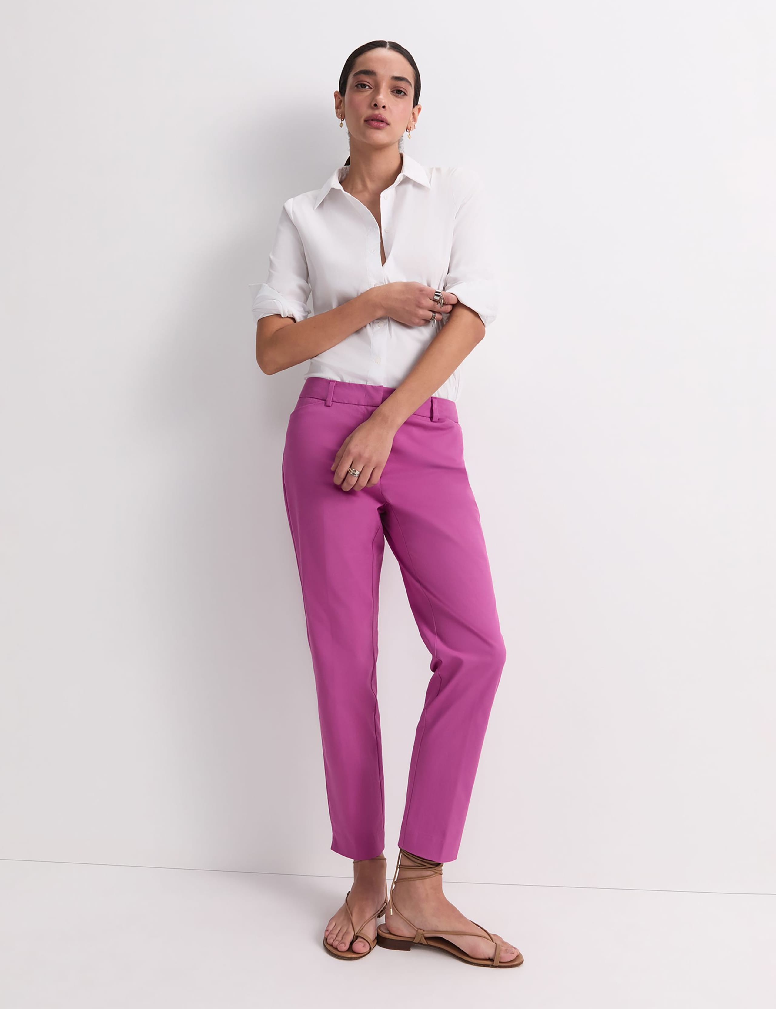 Cotton Rich Slim Fit Cropped Trousers 4 of 5