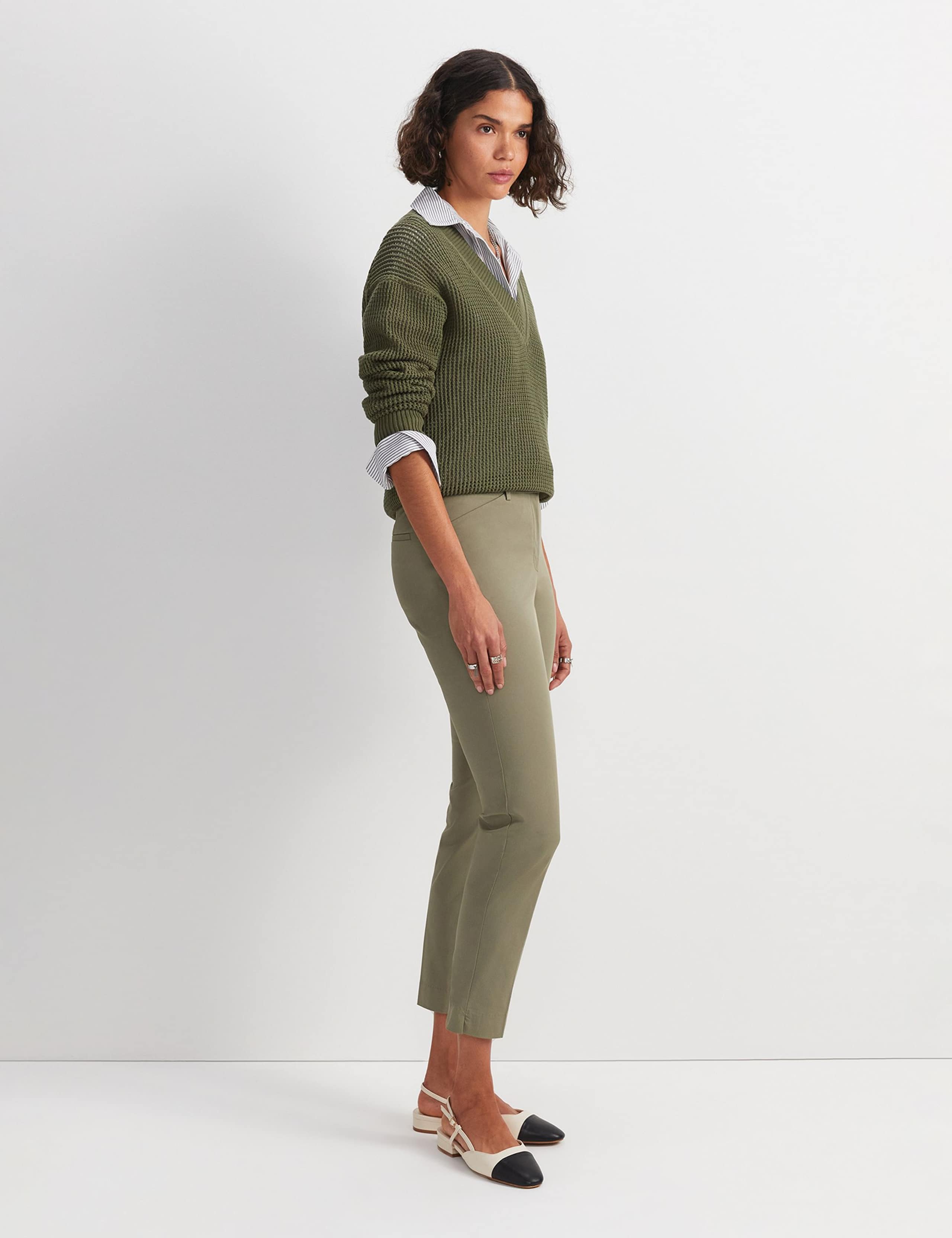 Cotton Rich Slim Fit Cropped Trousers 4 of 7