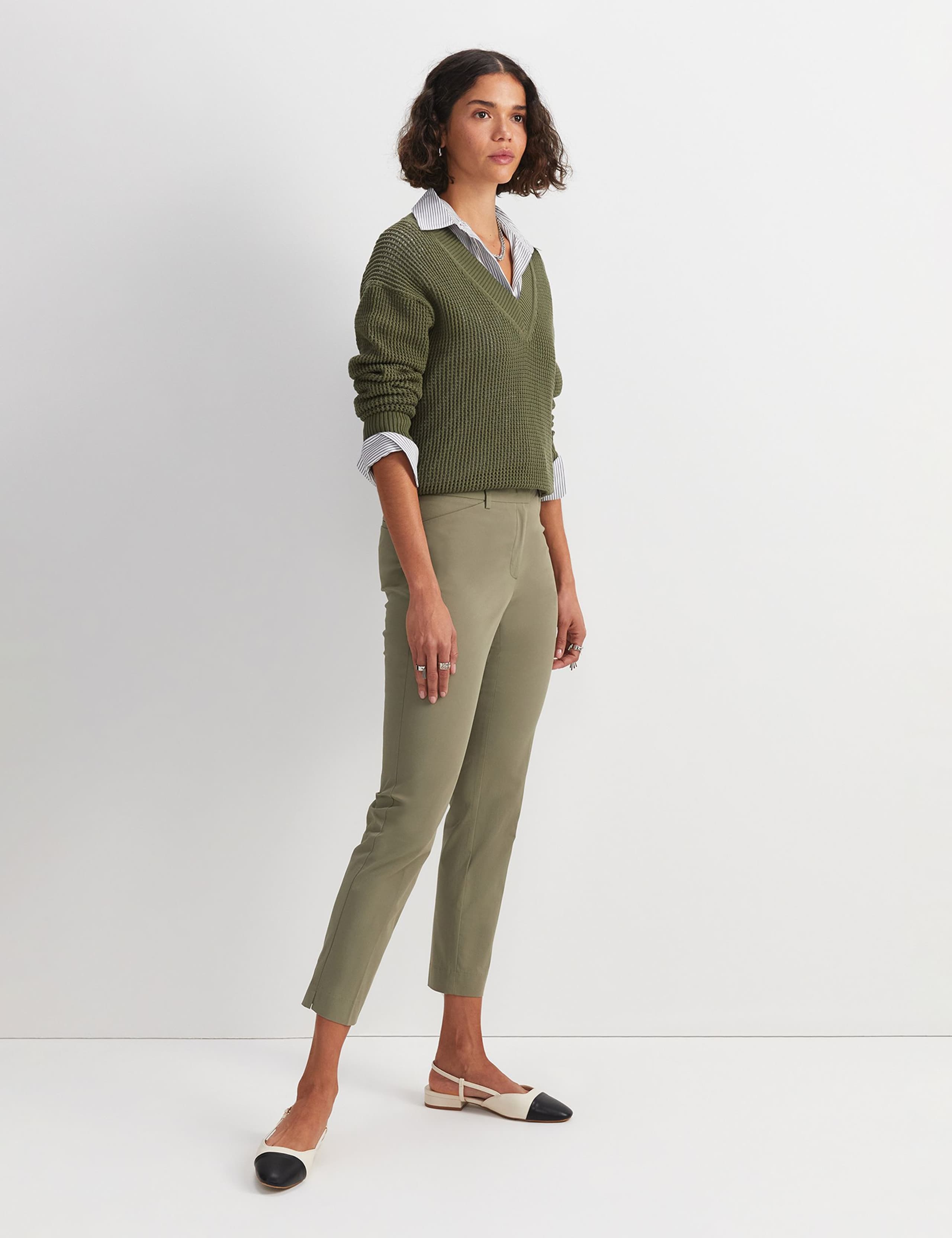 Cotton Rich Slim Fit Cropped Trousers 6 of 7