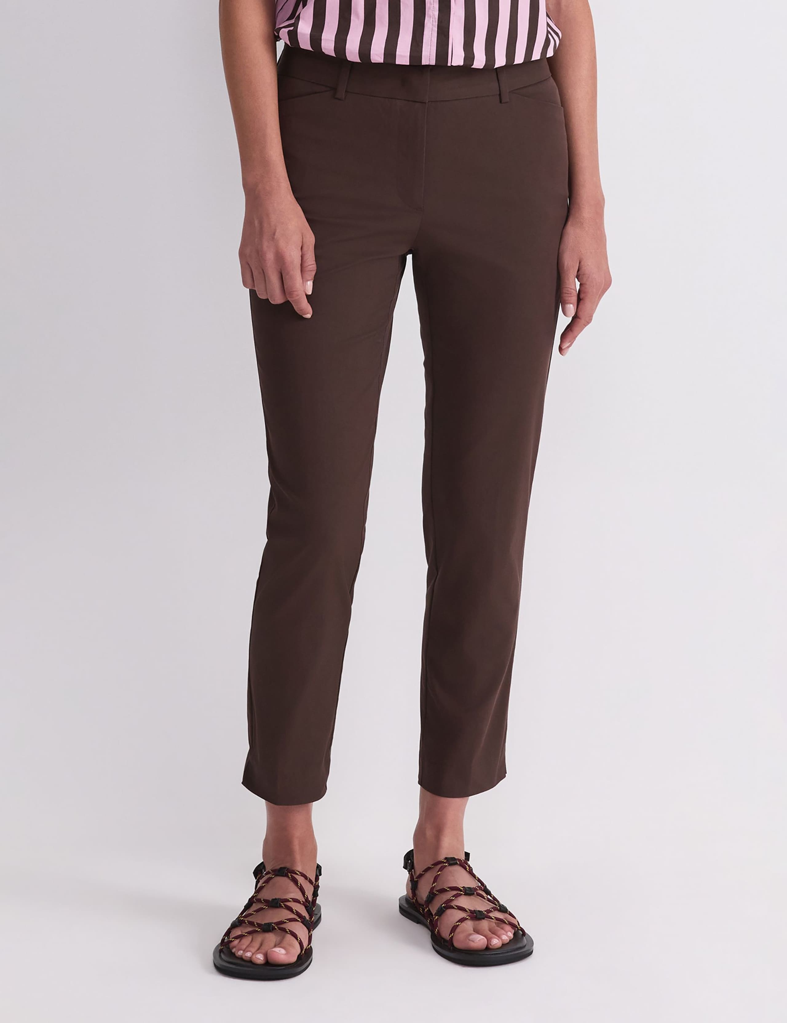 Cotton Rich Slim Fit Cropped Trousers 1 of 6