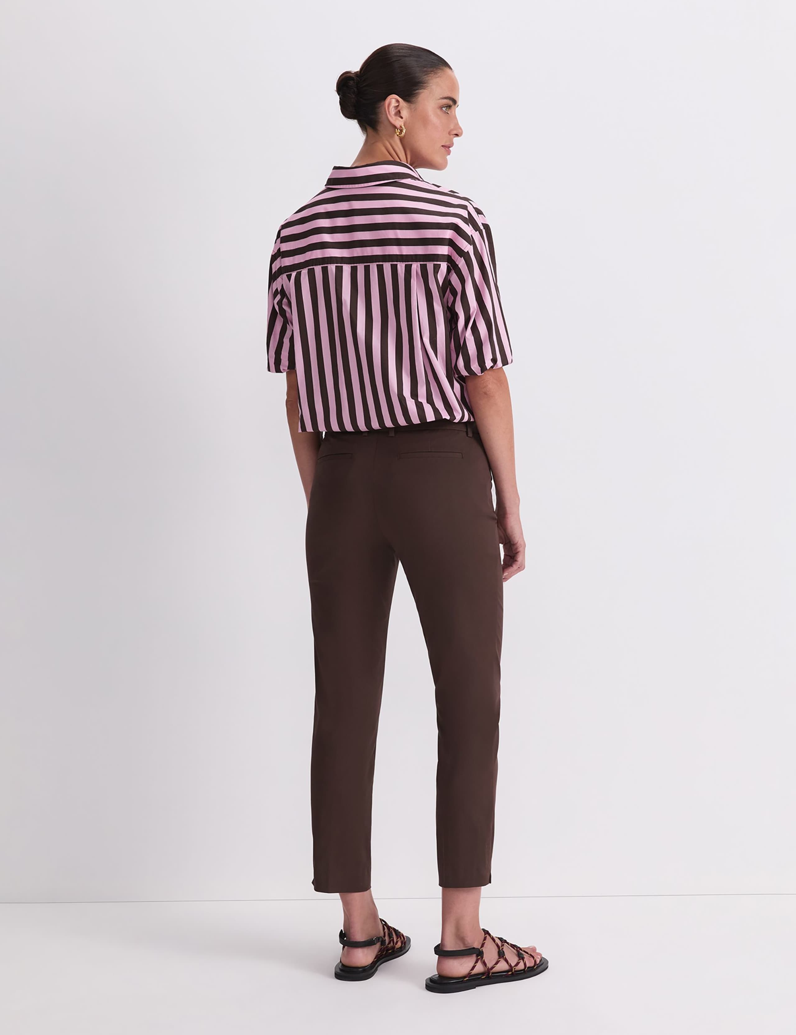 Cotton Rich Slim Fit Cropped Trousers 3 of 6