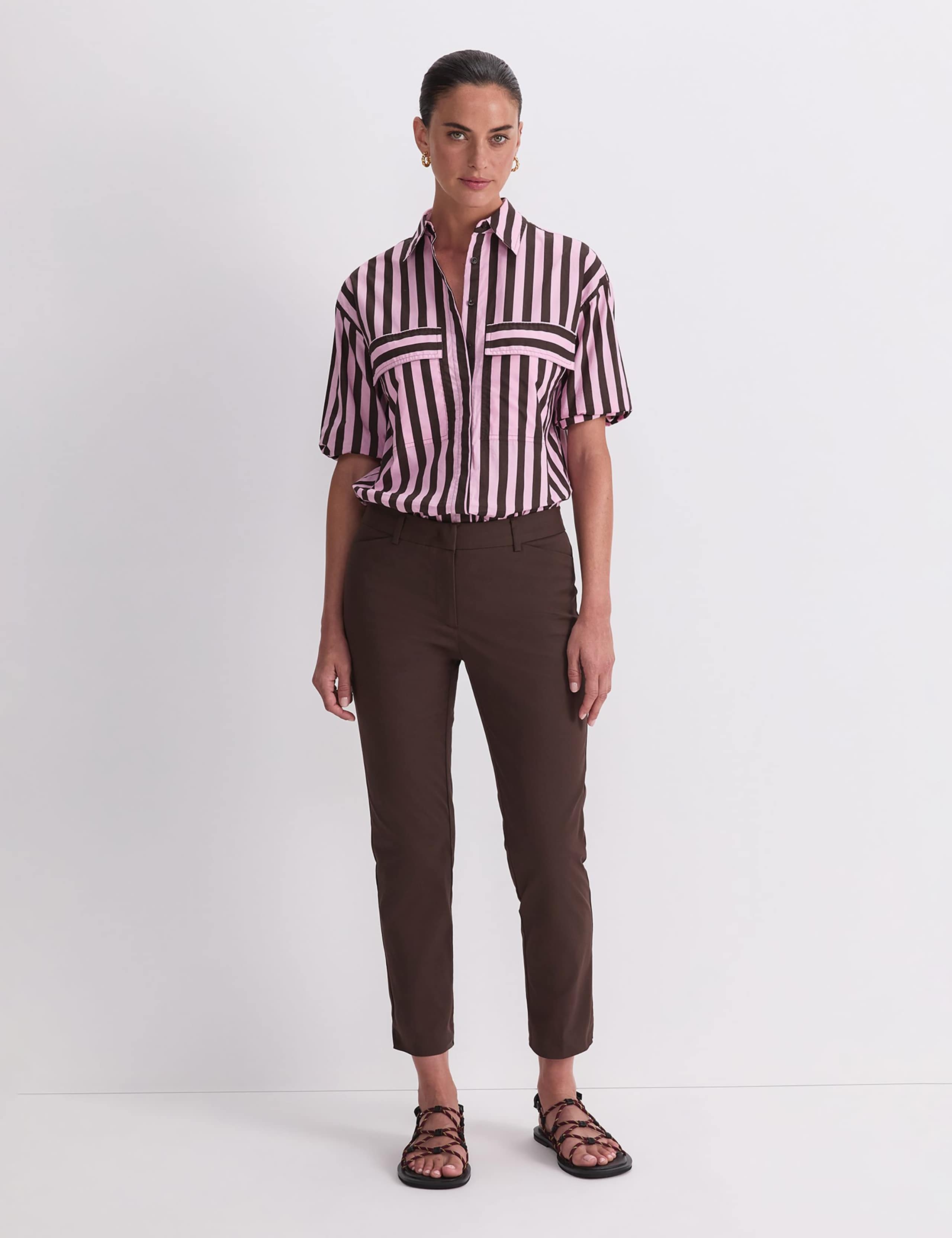 Cotton Rich Slim Fit Cropped Trousers 4 of 6