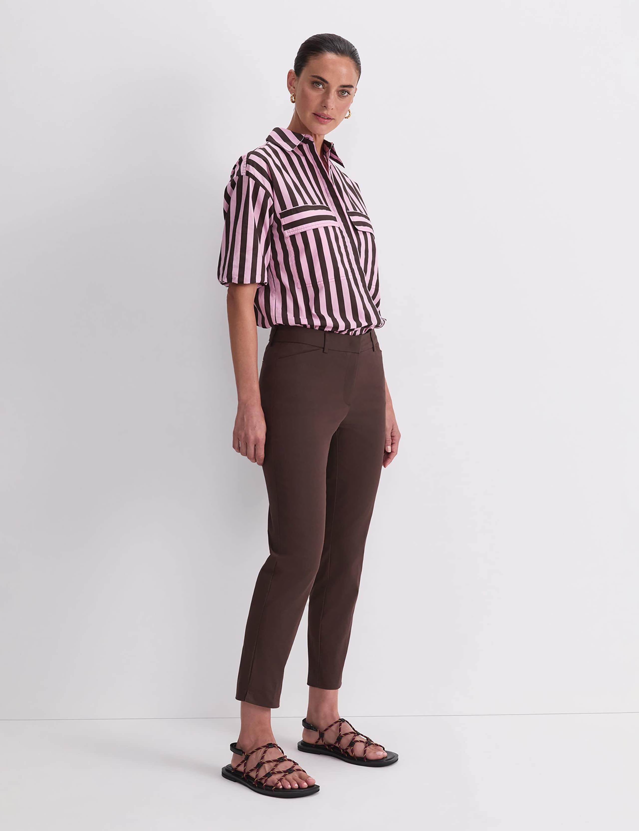 Cotton Rich Slim Fit Cropped Trousers 6 of 6
