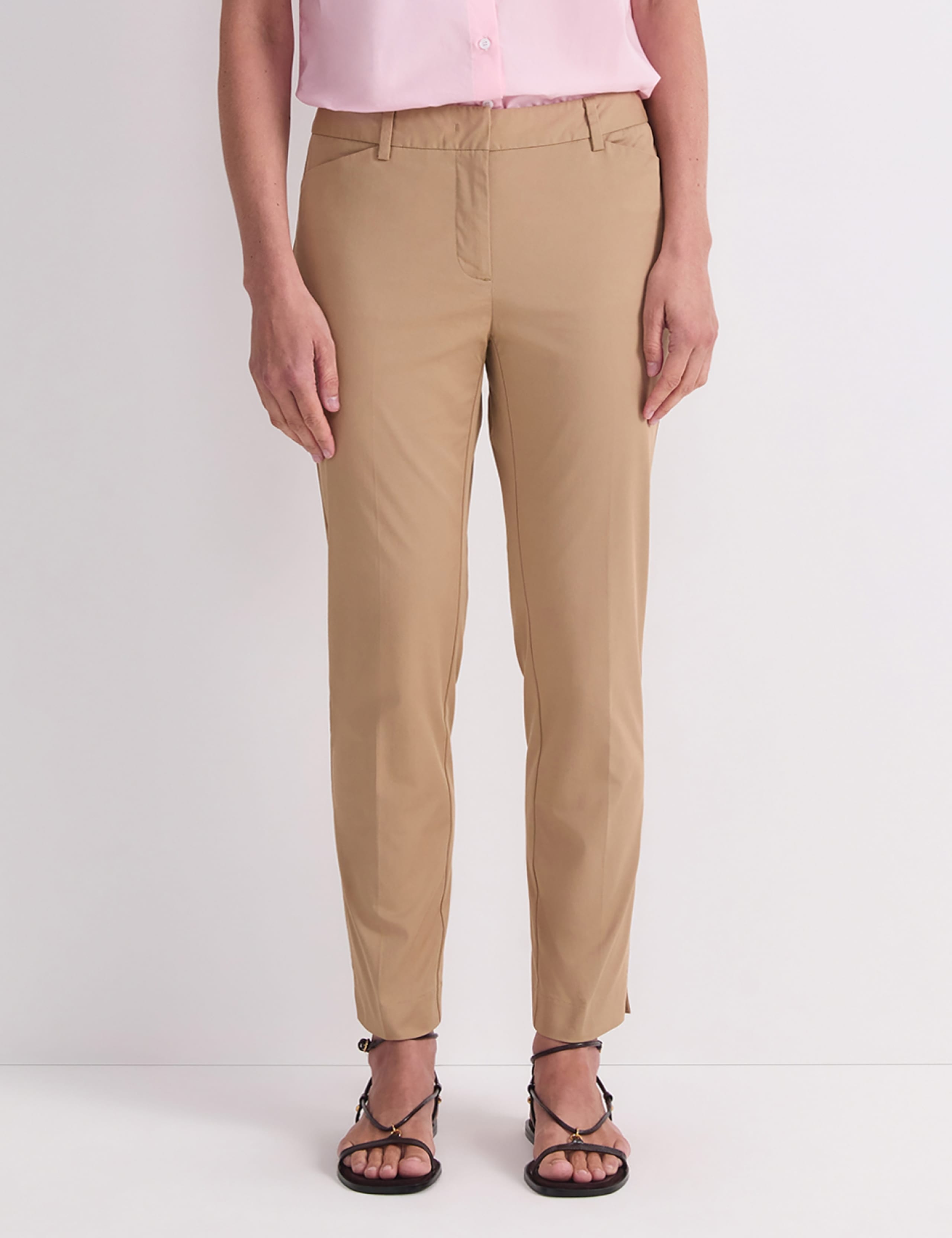 Cotton Rich Slim Fit Cropped Trousers 1 of 5