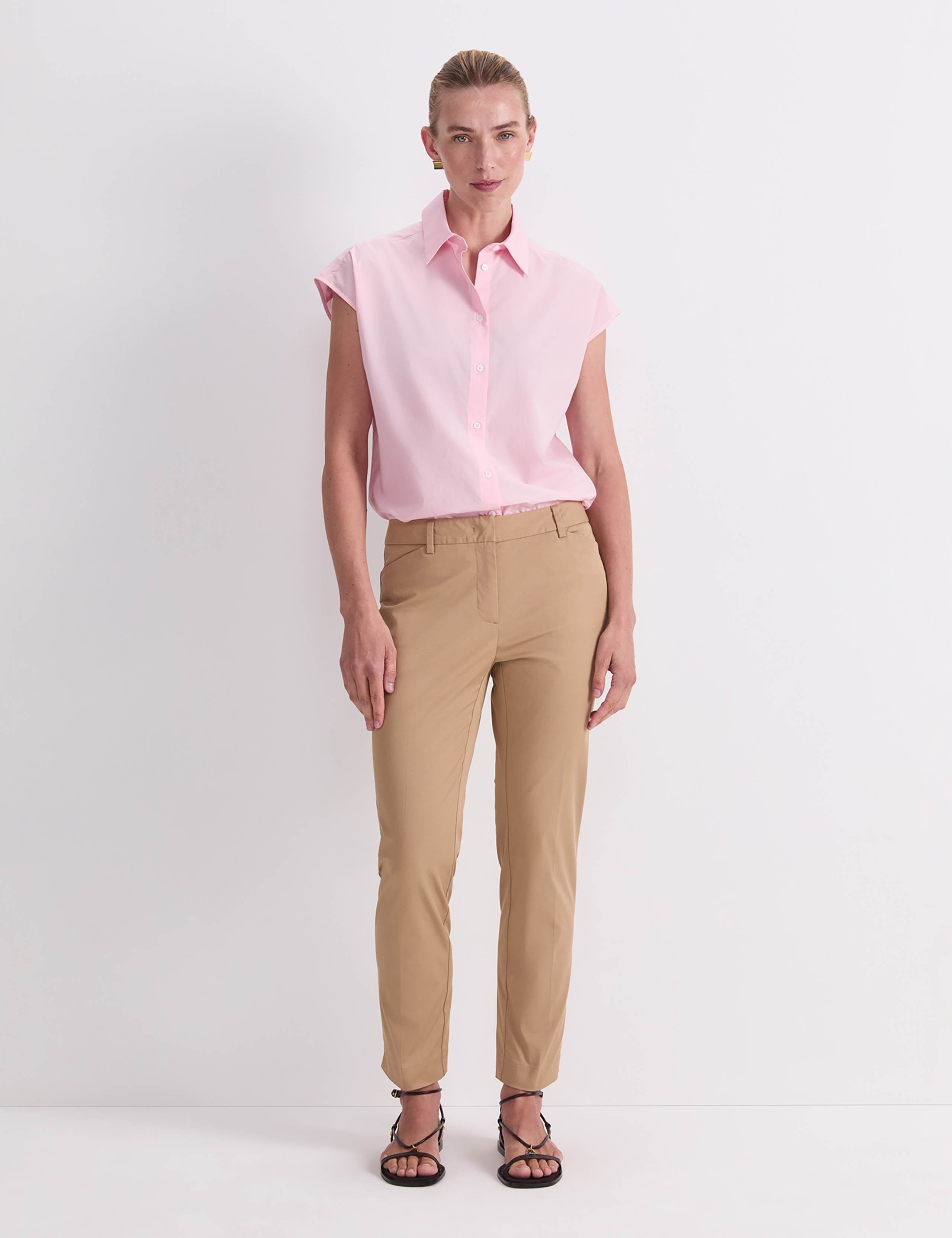 Cotton Rich Slim Fit Cropped Trousers 2 of 5