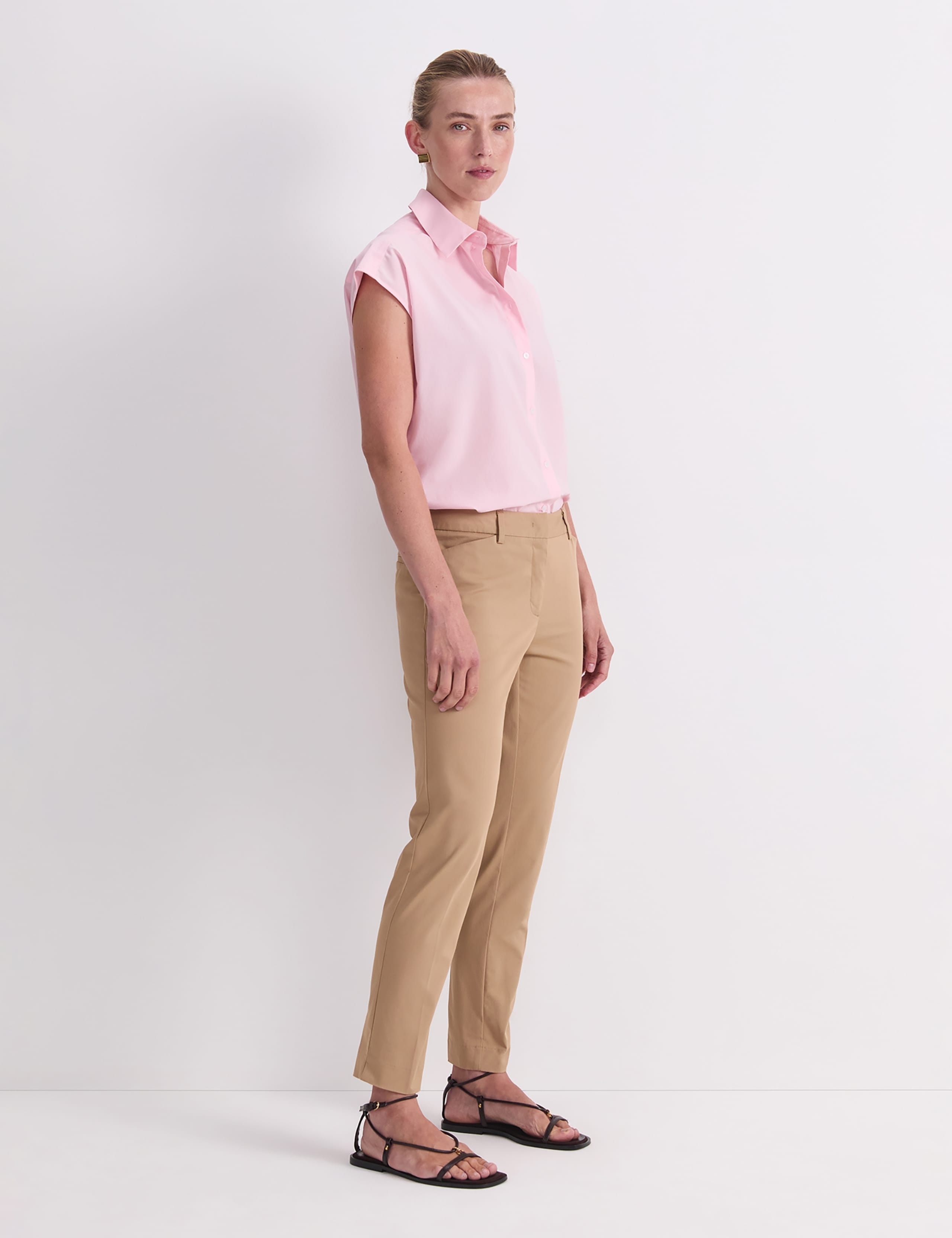 Cotton Rich Slim Fit Cropped Trousers 3 of 5