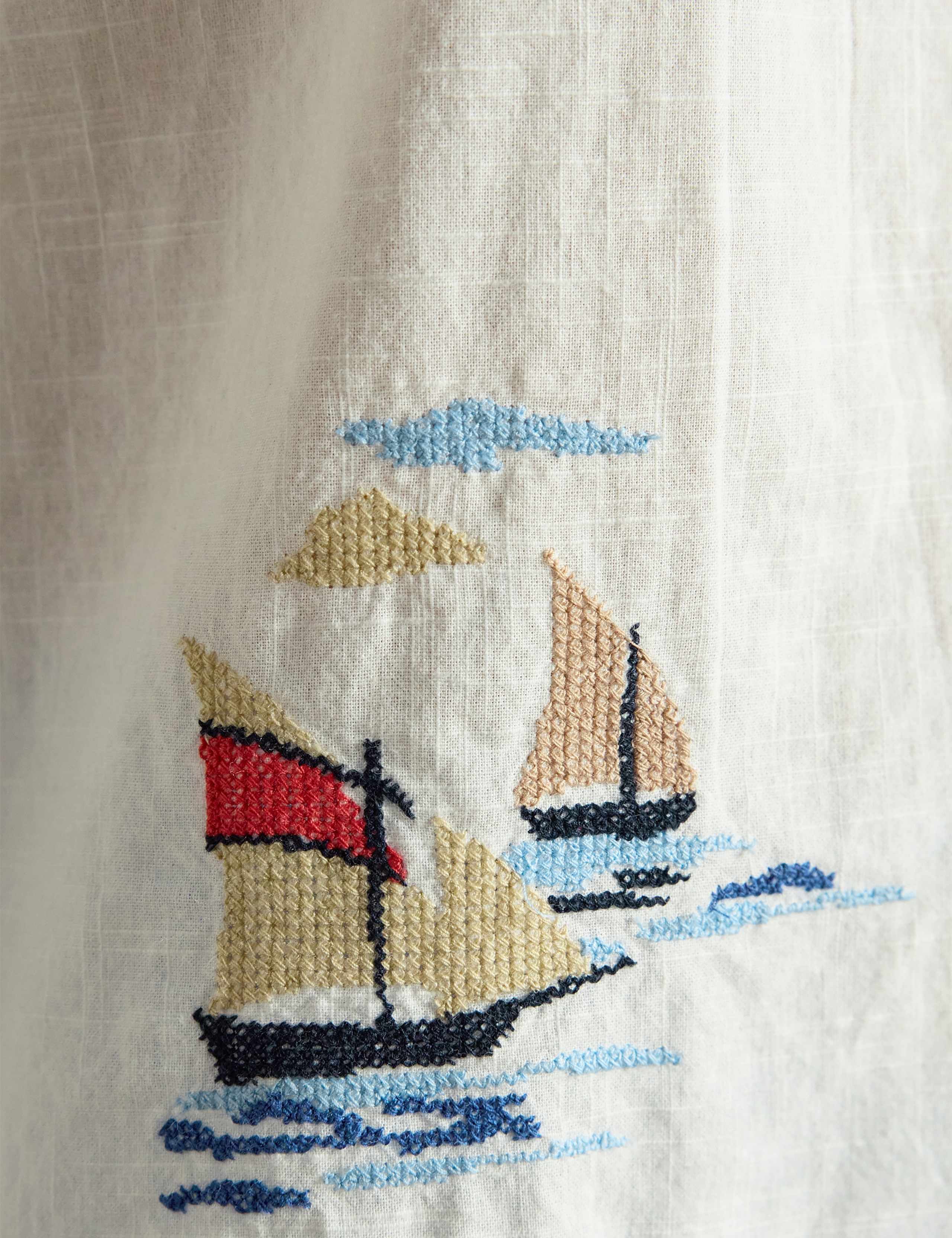 Pure Cotton Embroidered Notch Neck Blouse 7 of 7
