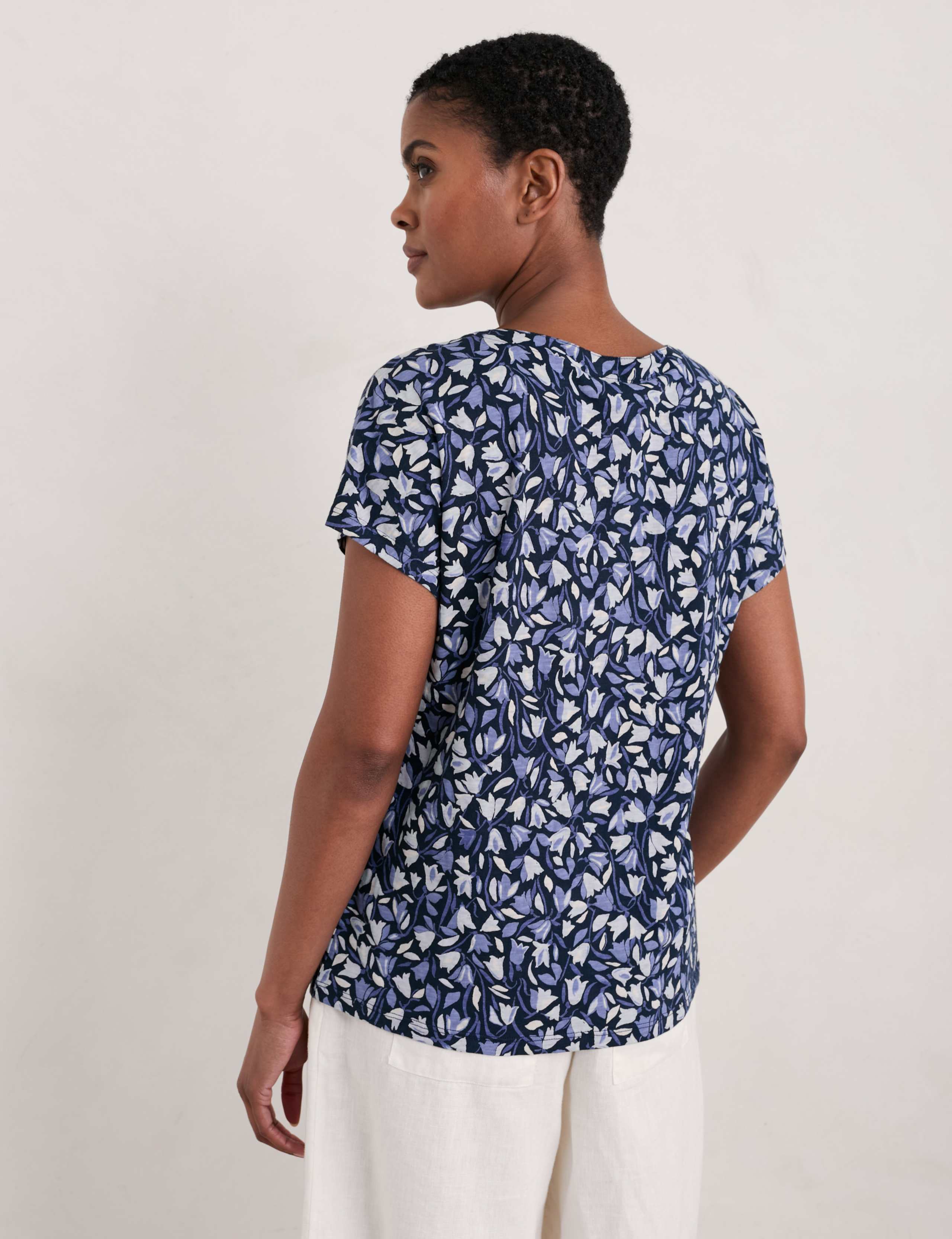 Pure Cotton Floral V-Neck Relaxed Top 4 of 5