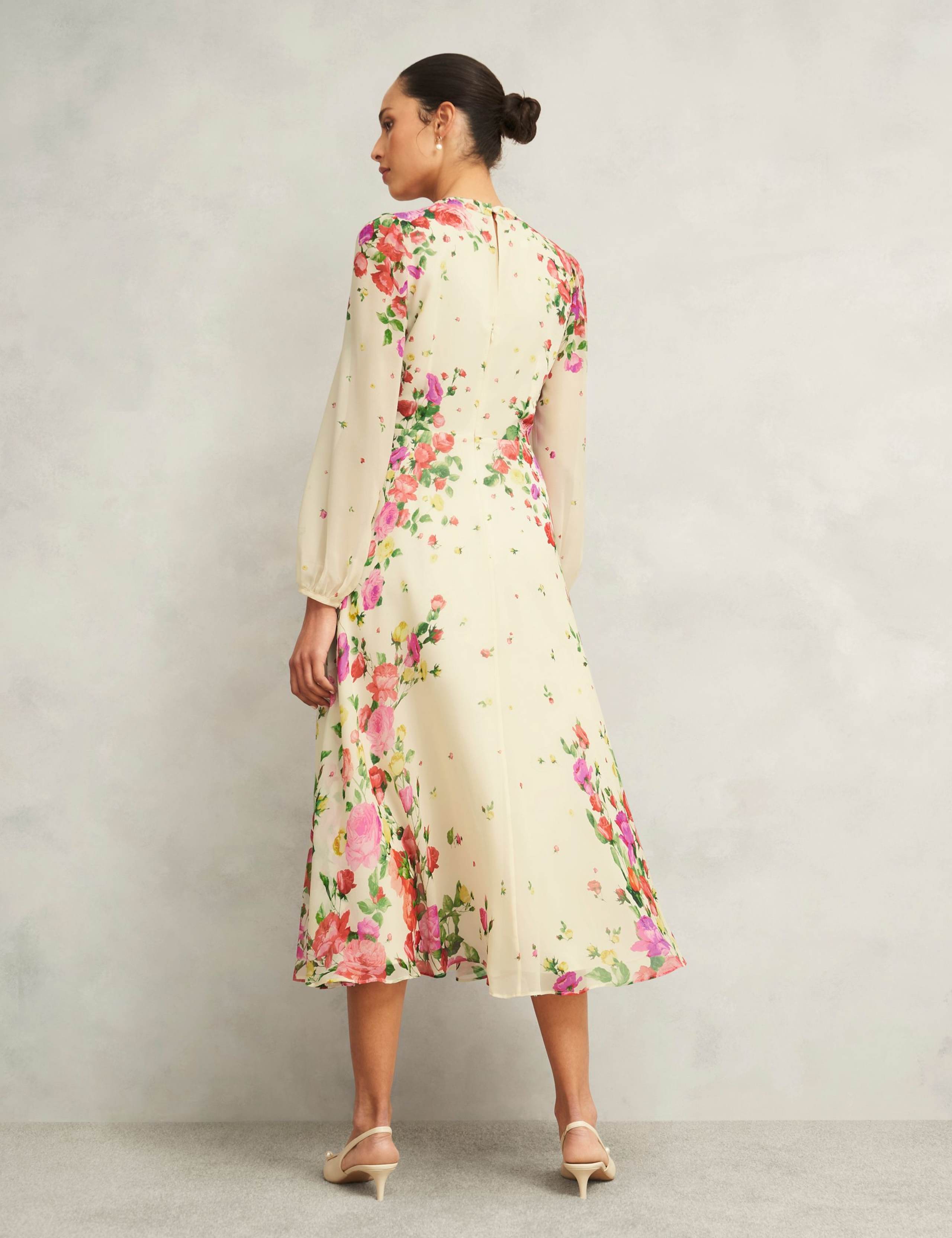 Pure Silk Floral Midaxi Skater Dress 5 of 7