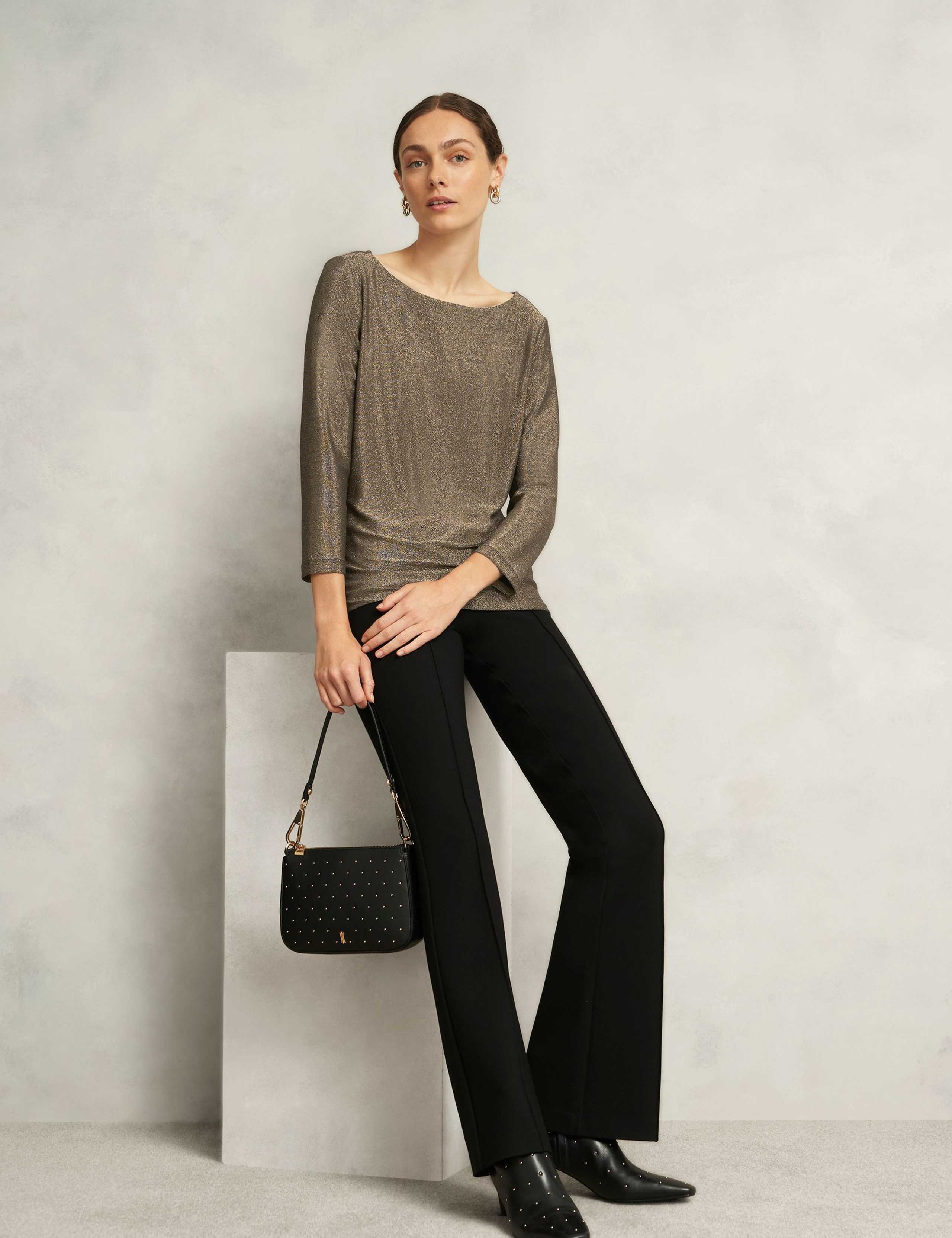Jersey Sparkly Slash Neck Top 3 of 5