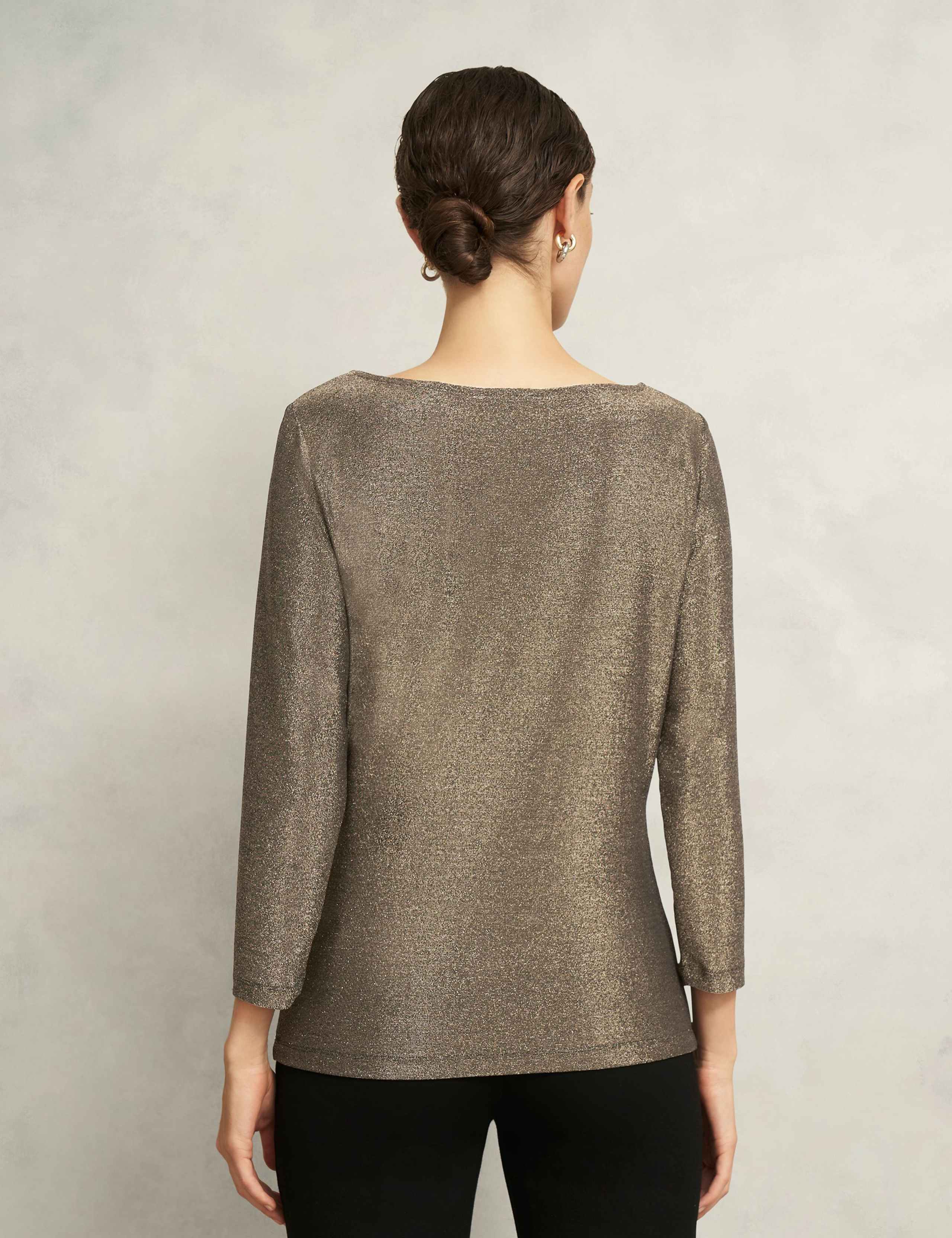 Jersey Sparkly Slash Neck Top 4 of 5