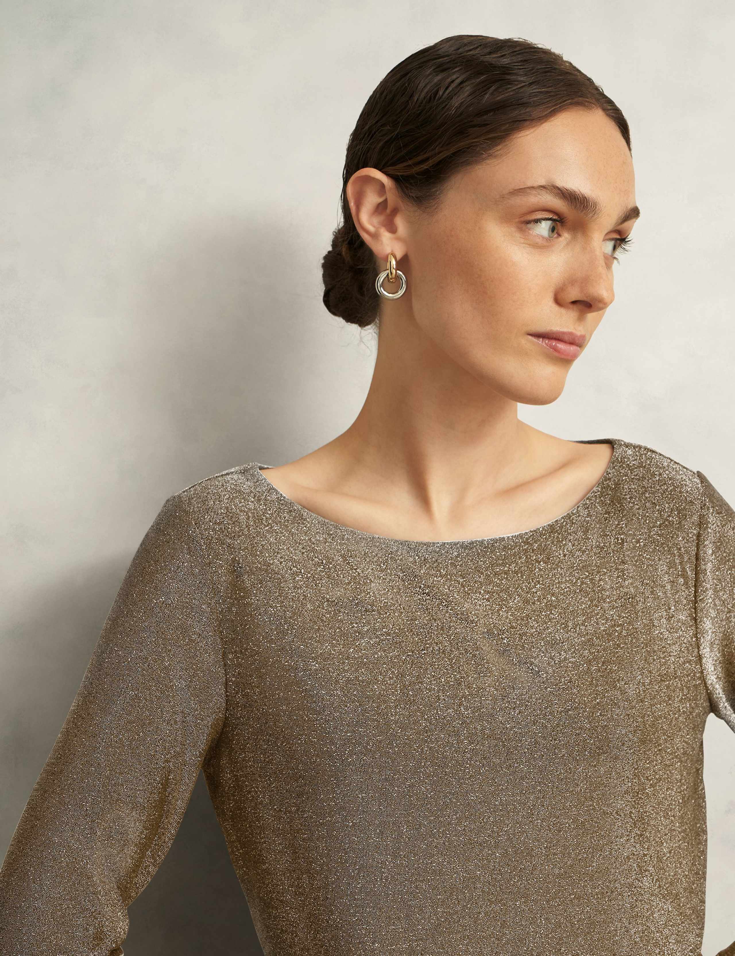 Jersey Sparkly Slash Neck Top 5 of 5