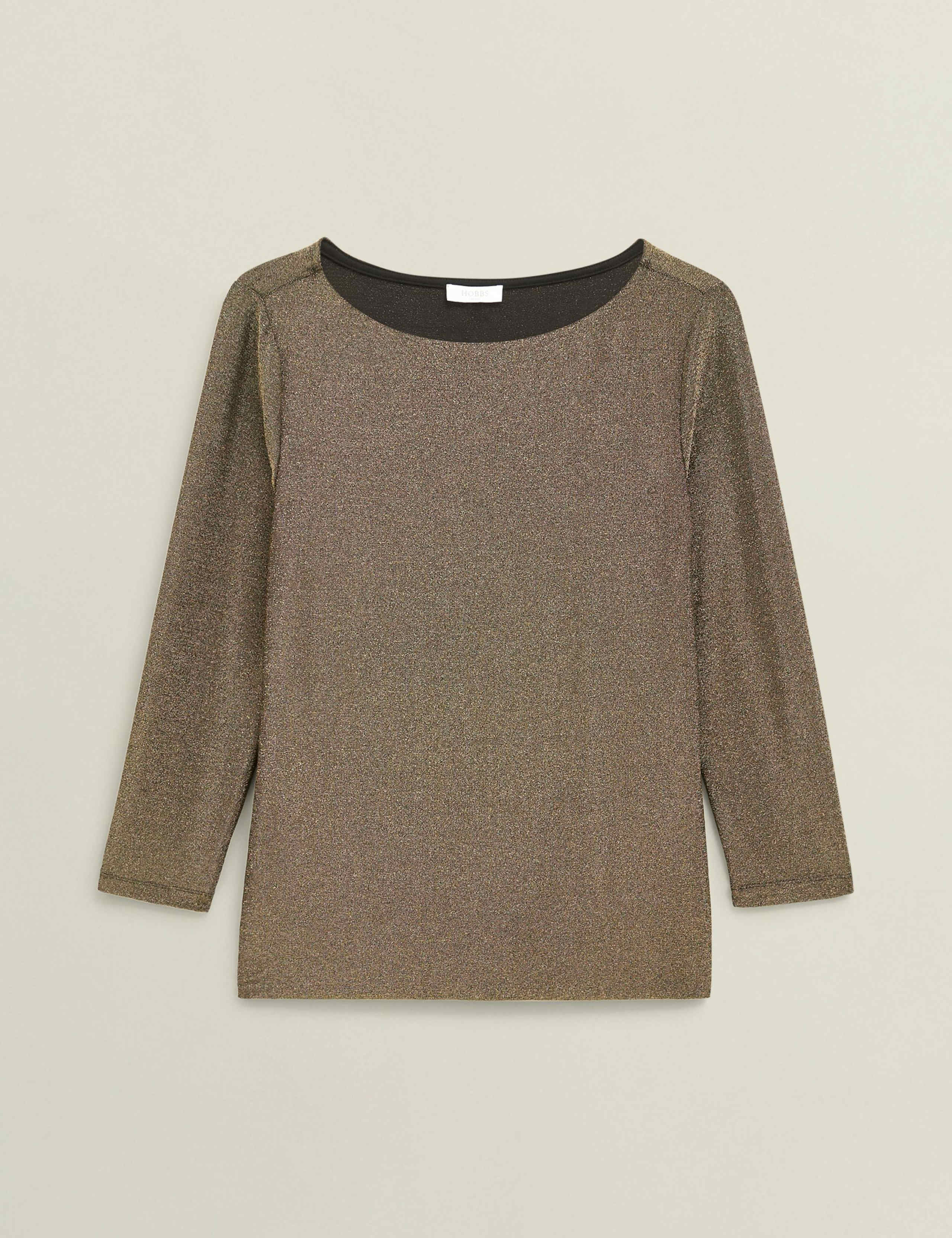 Jersey Sparkly Slash Neck Top 2 of 5