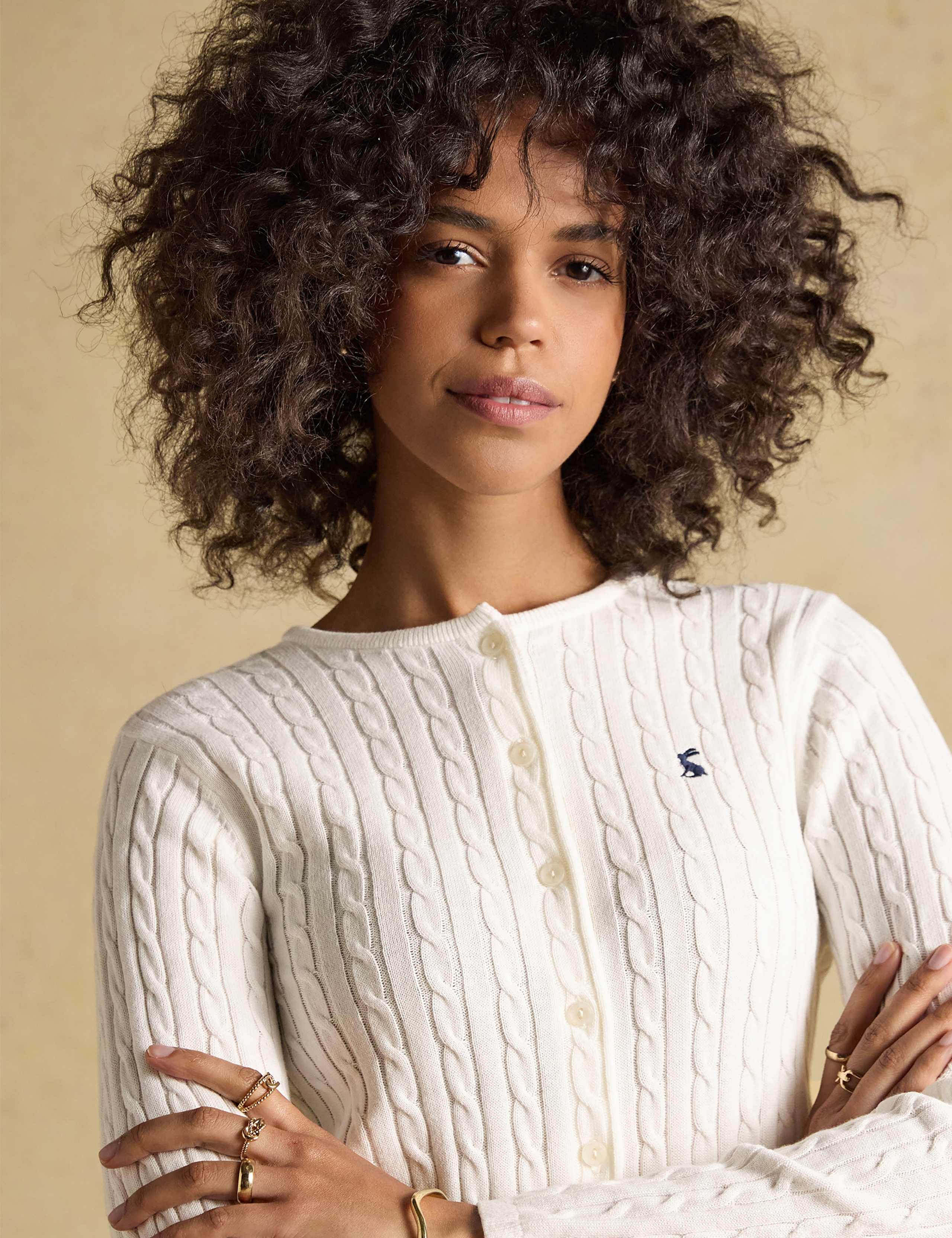 Pure Cotton Cable Knit Crew Neck Cardigan 6 of 11