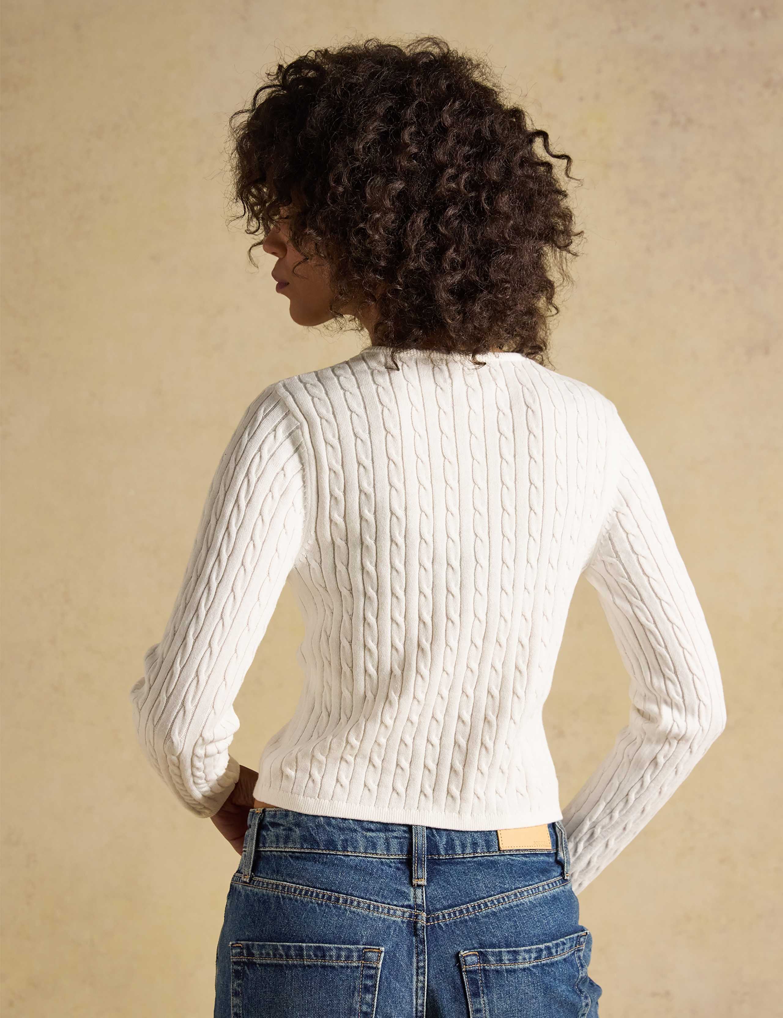 Pure Cotton Cable Knit Crew Neck Cardigan 7 of 11