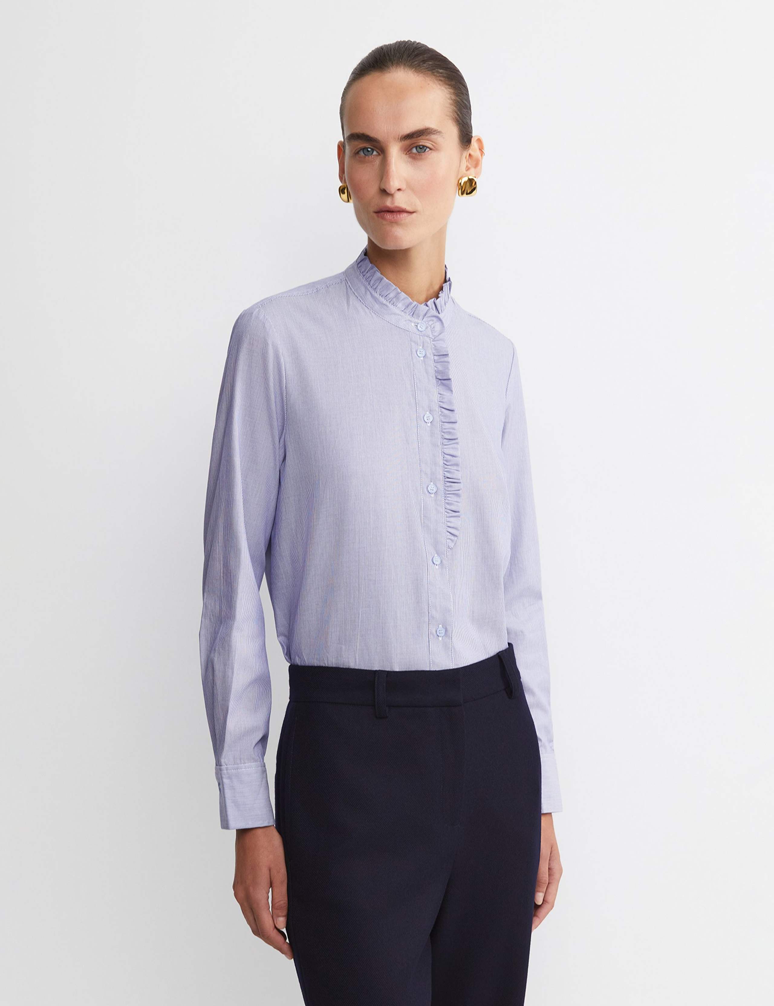 Pure Cotton High Neck Ruffle Blouse 2 of 6